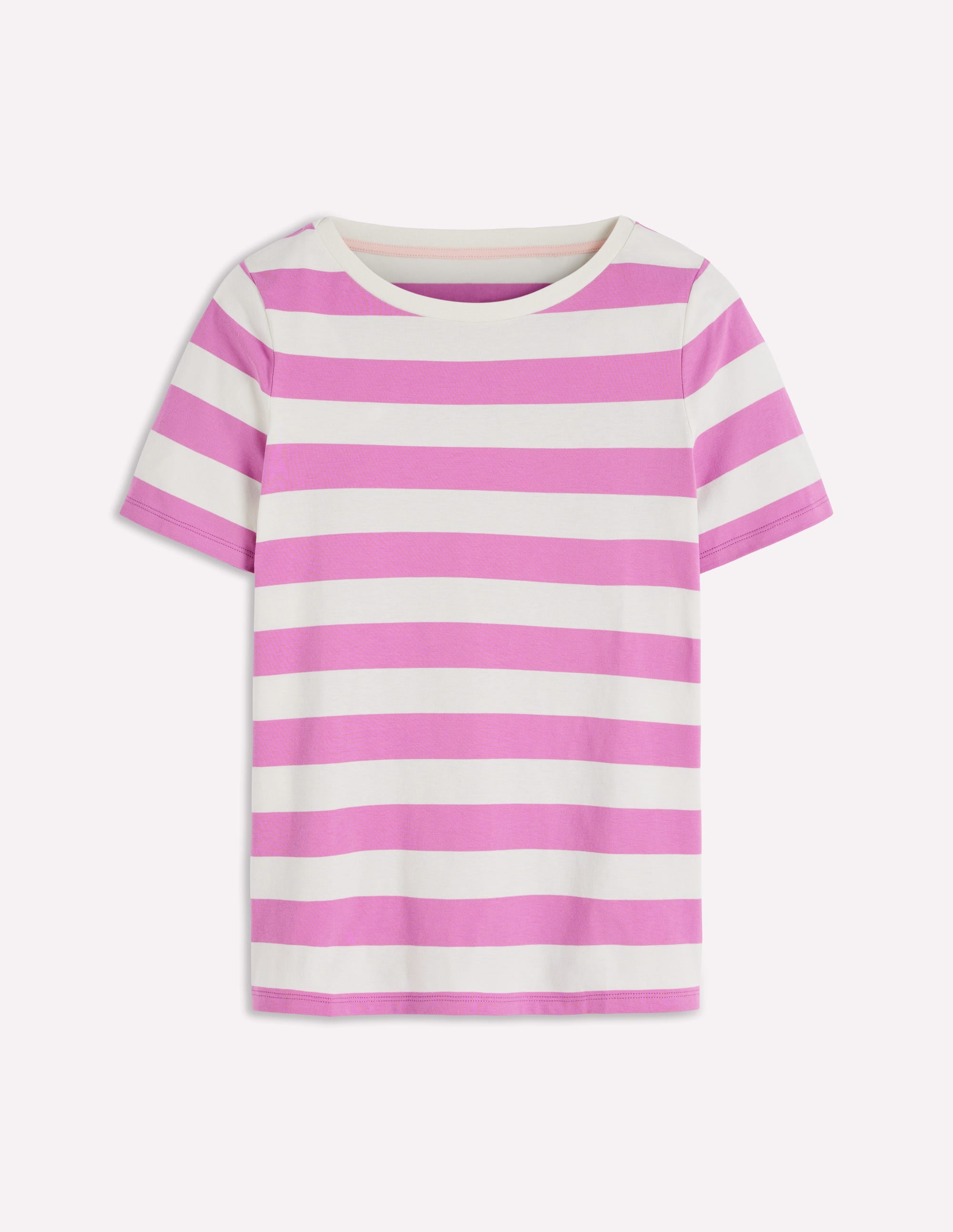 Olivia Kurzärmliges Bretonshirt-Rotklee-Rosa und Naturweiß Streifen - Image 6