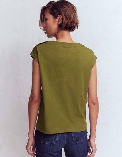 Button Detail T-Shirt-Mayfly-3