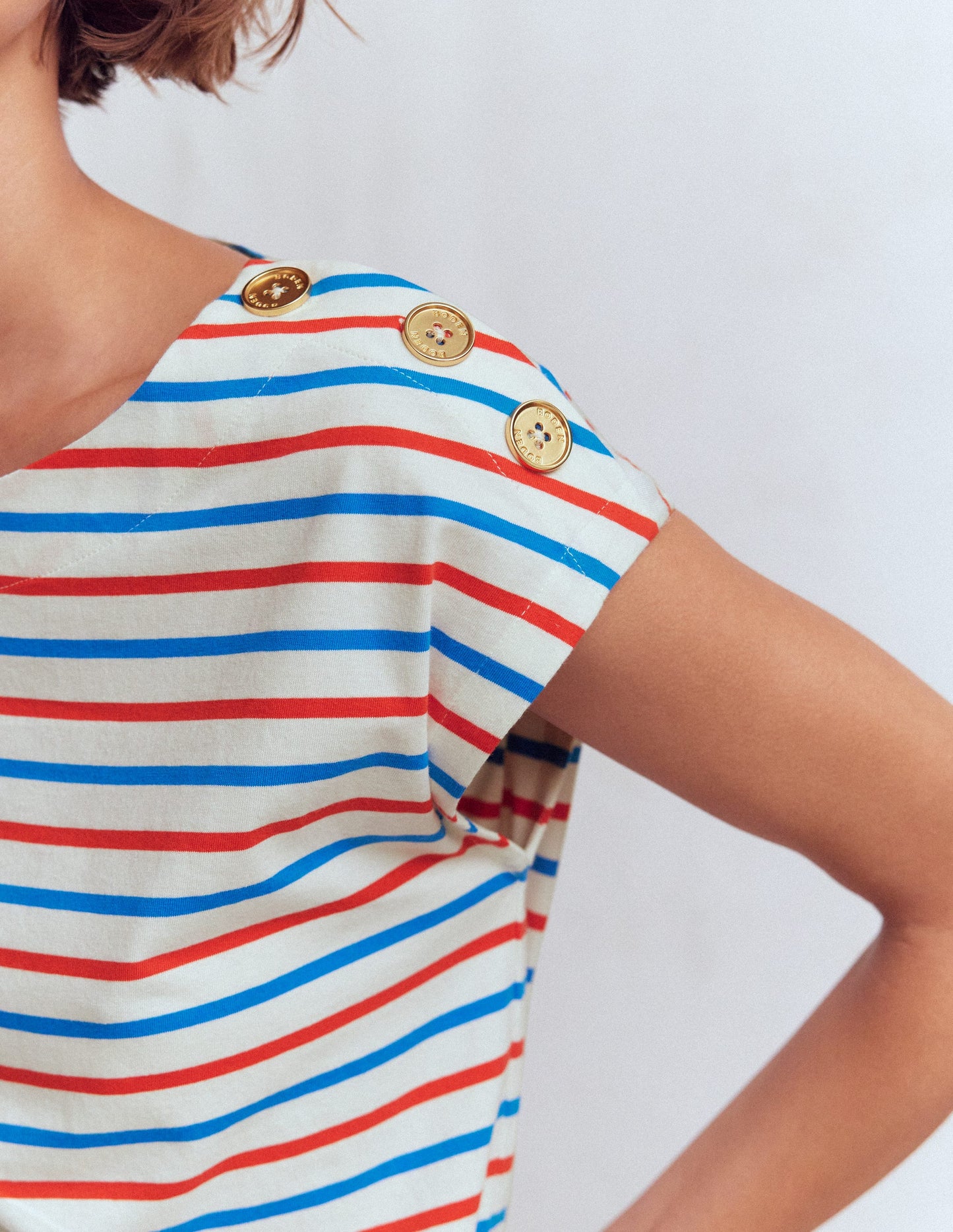 T-Shirt mit Knopfdetail-Feuerwerkskörper, Eisvogelblau