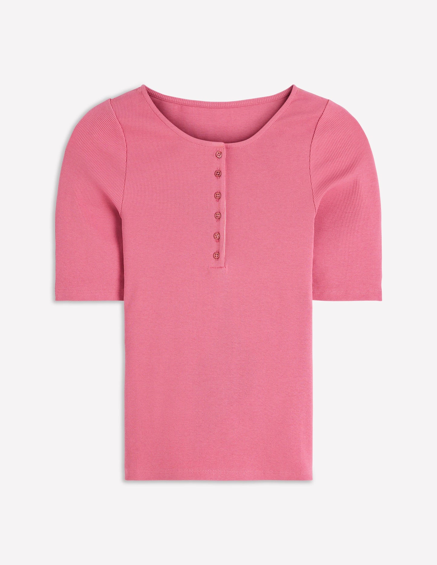 Kurzärmliges Henley-Shirt aus Rippstrick-Malaga