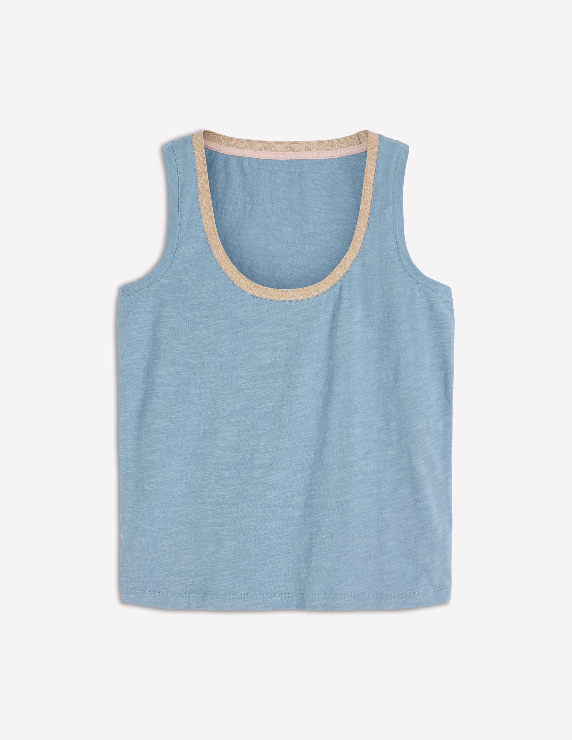 Débardeur col U à détails métallisés-Bleu français - Image 5