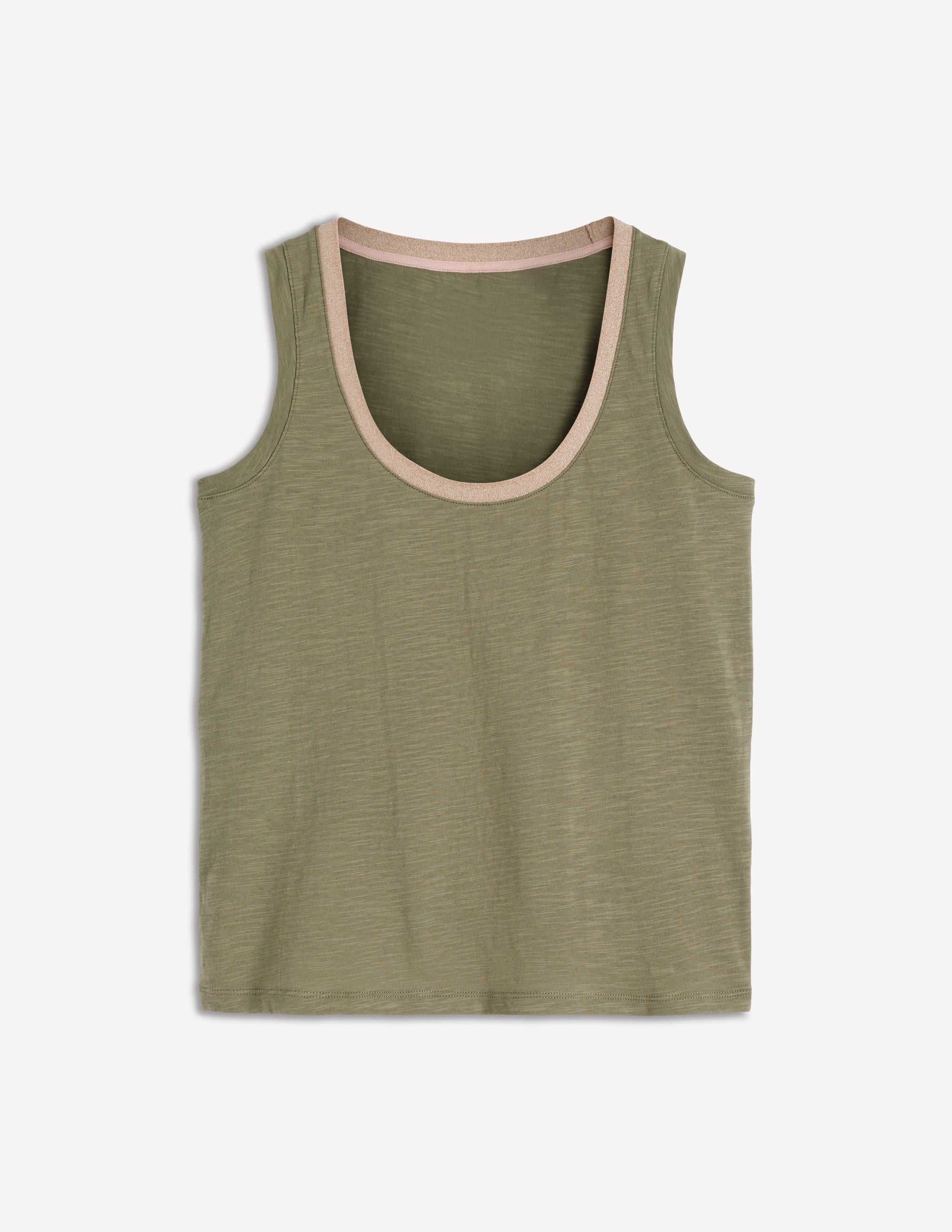 Top mit Metallic-Besatz und tiefem Rundhalsausschnitt-Lärchengrün - Image 6