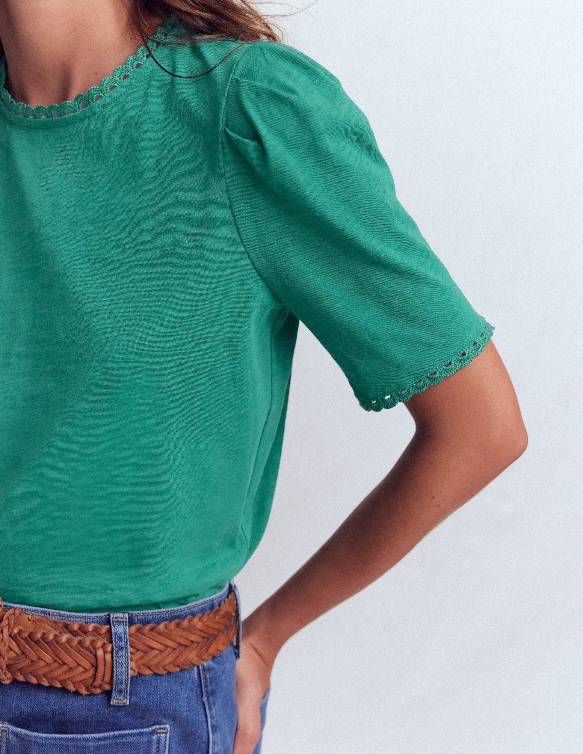 Ali T-Shirt mit Muschelsaum-Tiefes Blaugrün-2