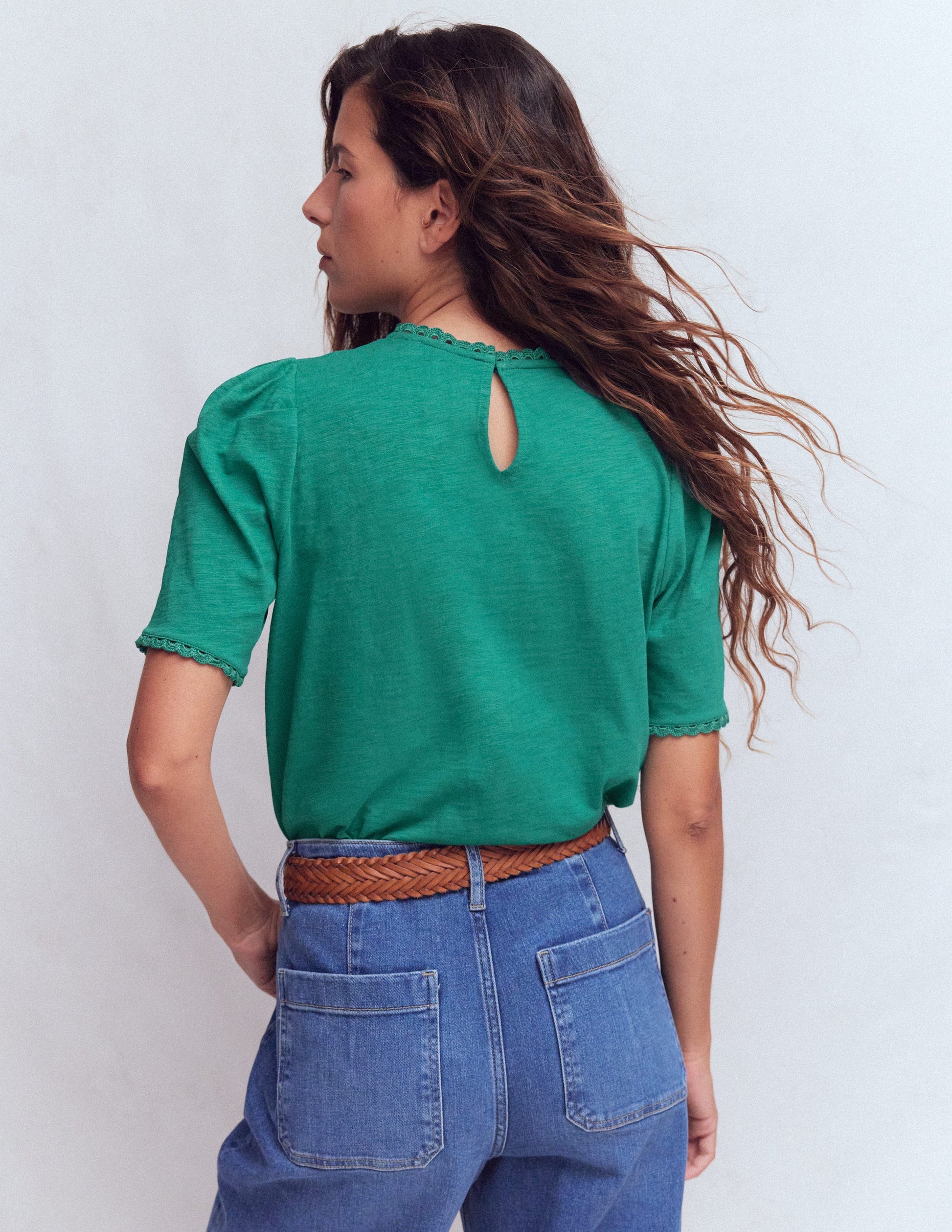 Ali T-Shirt mit Muschelsaum-Tiefes Blaugrün-3