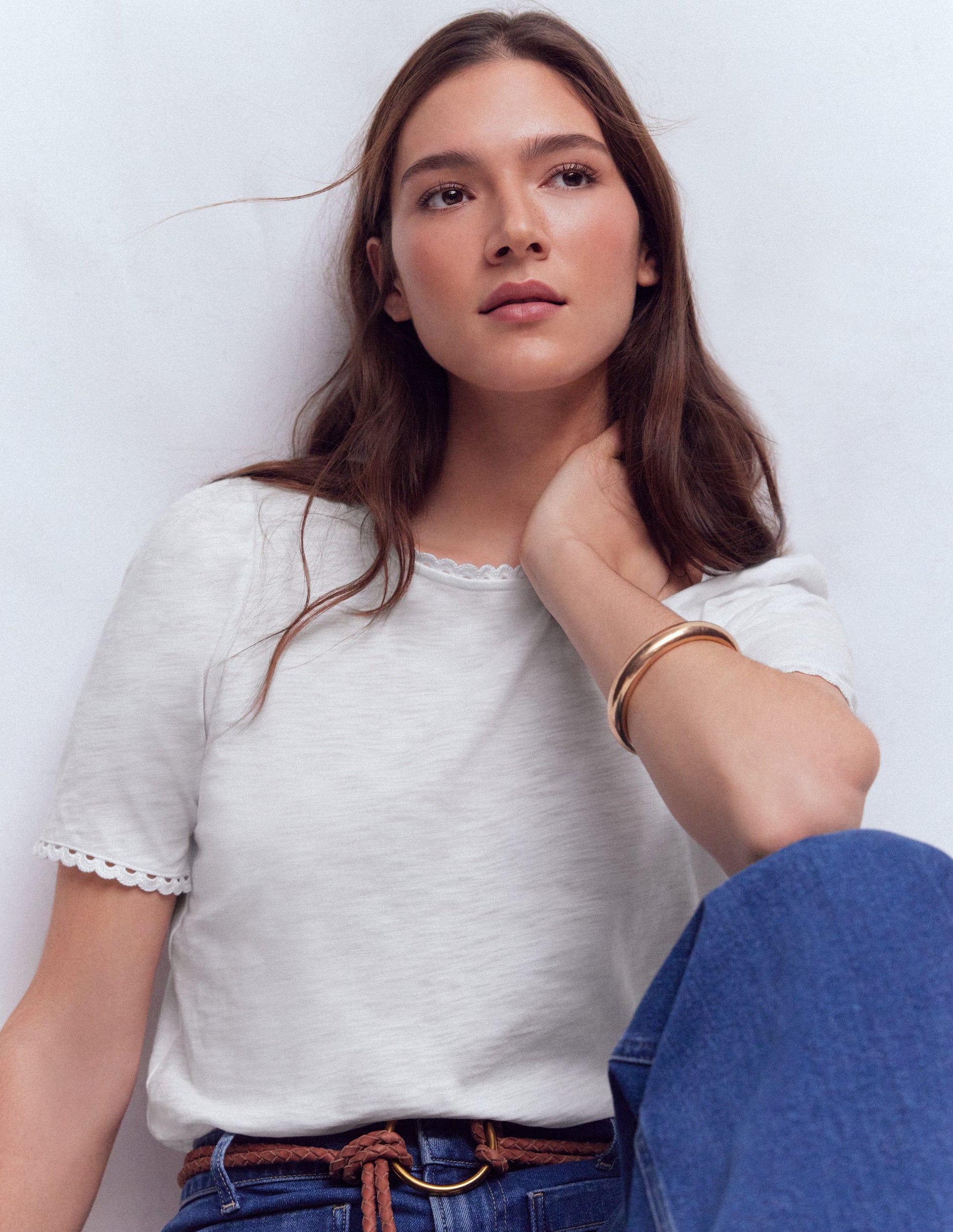 Ali T-Shirt mit Muschelsaum-Weiß-1