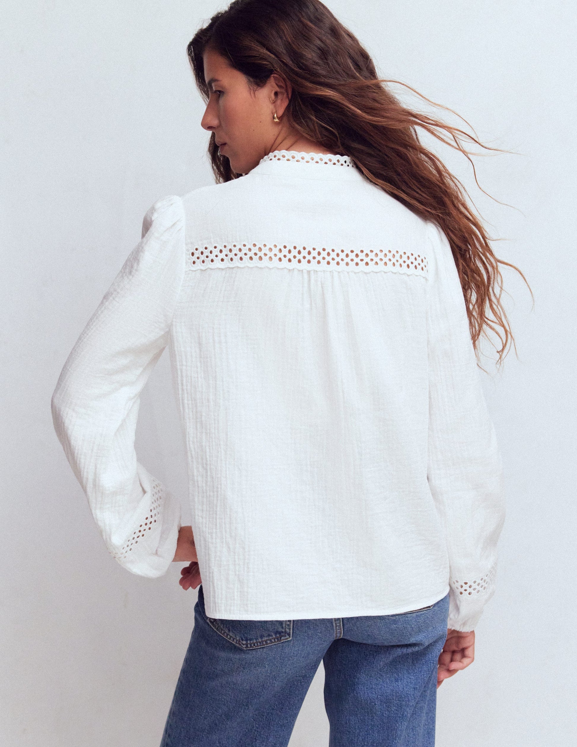 Doppeltuch-Oberteil mit Besatz-Weiß-3