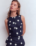 Débardeur Andrea en lin-Bleu marine foncé, pois peints