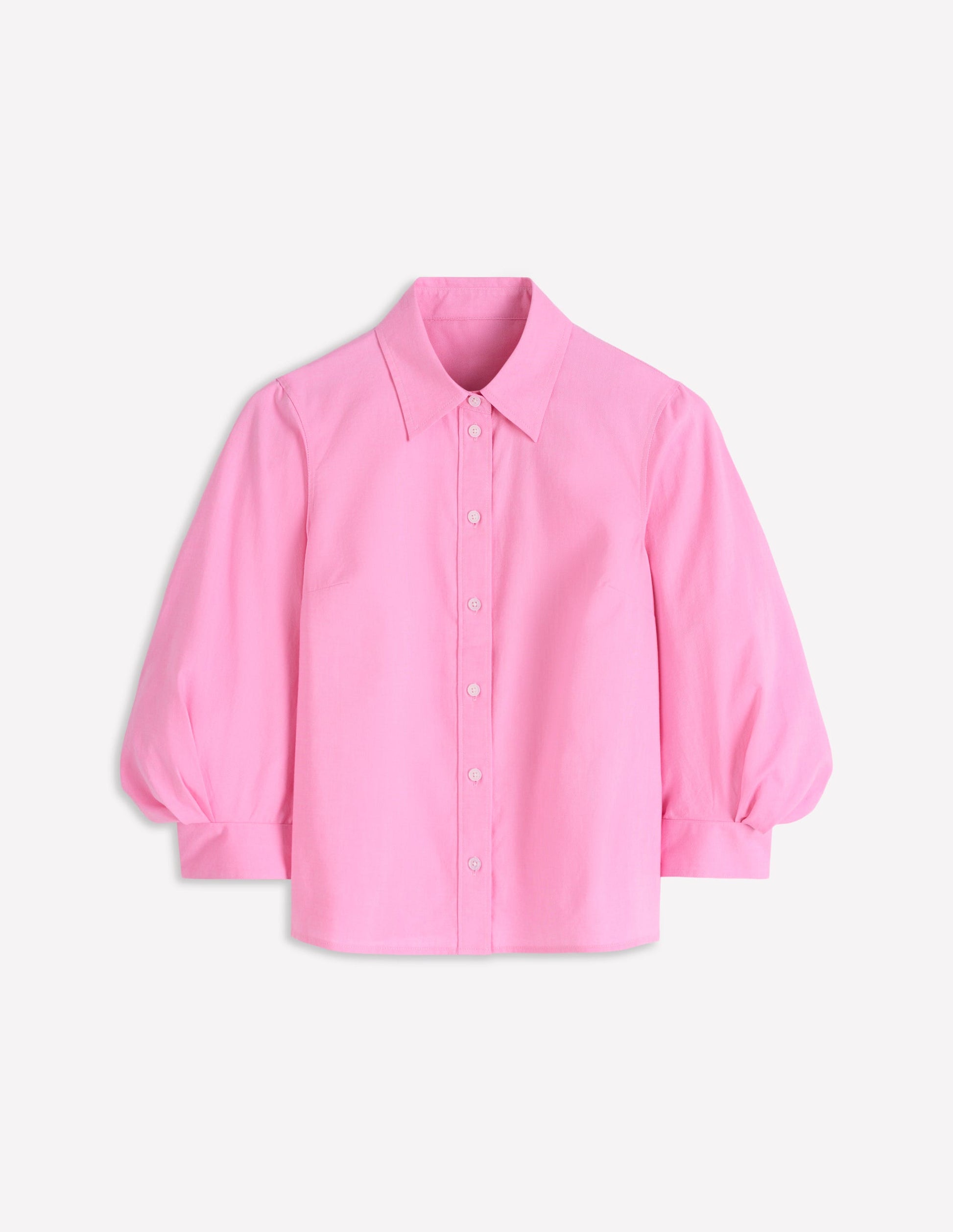 Chemise en oxford à manches bouffantes-ROSE-6