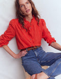 Chemise Emily à volants et pompons-Orange sanguine