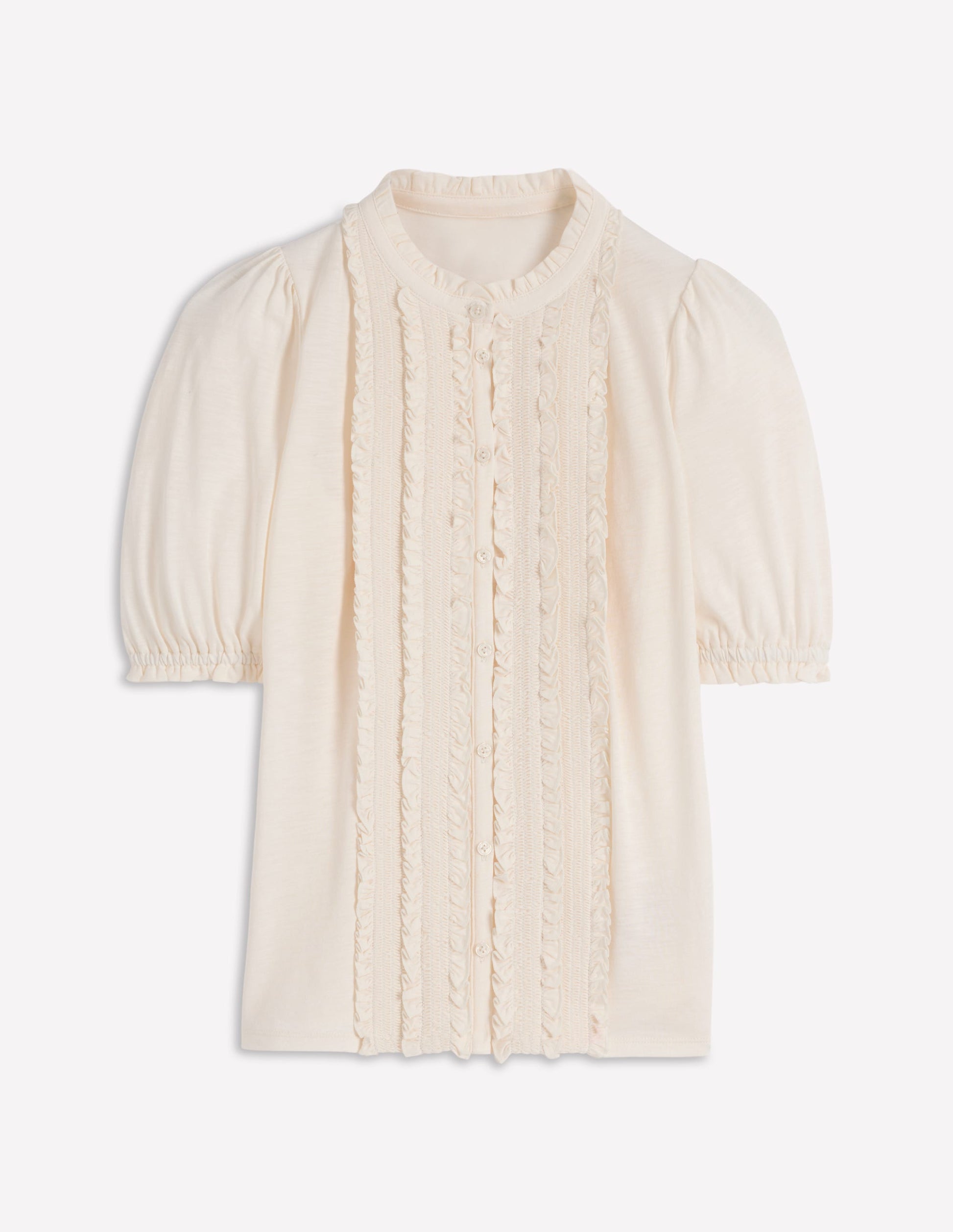 Eda Ruffle Front Shirt-Ivory-5