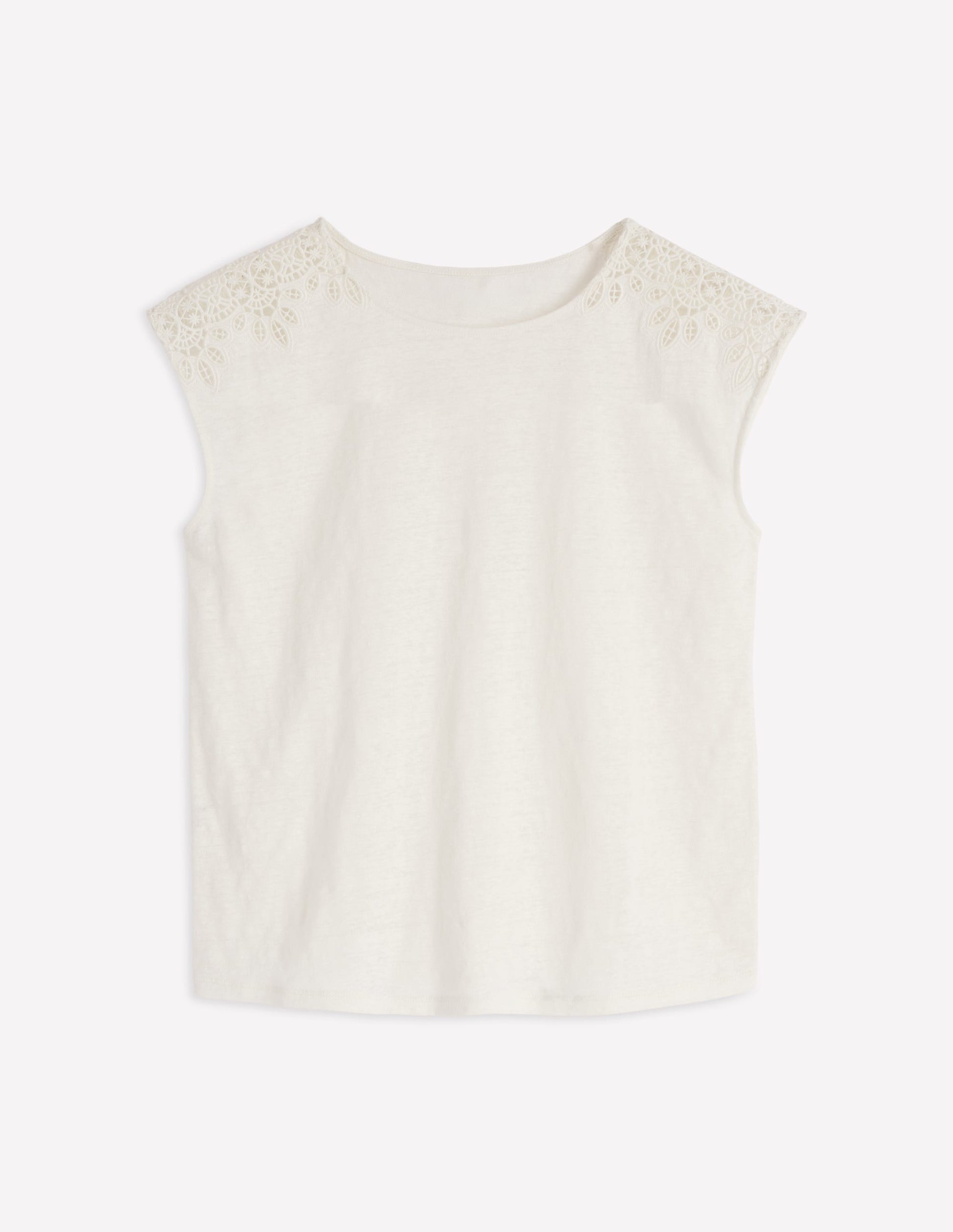 Tara Leinen-T-Shirt mit Cutwork-Naturweiß-7