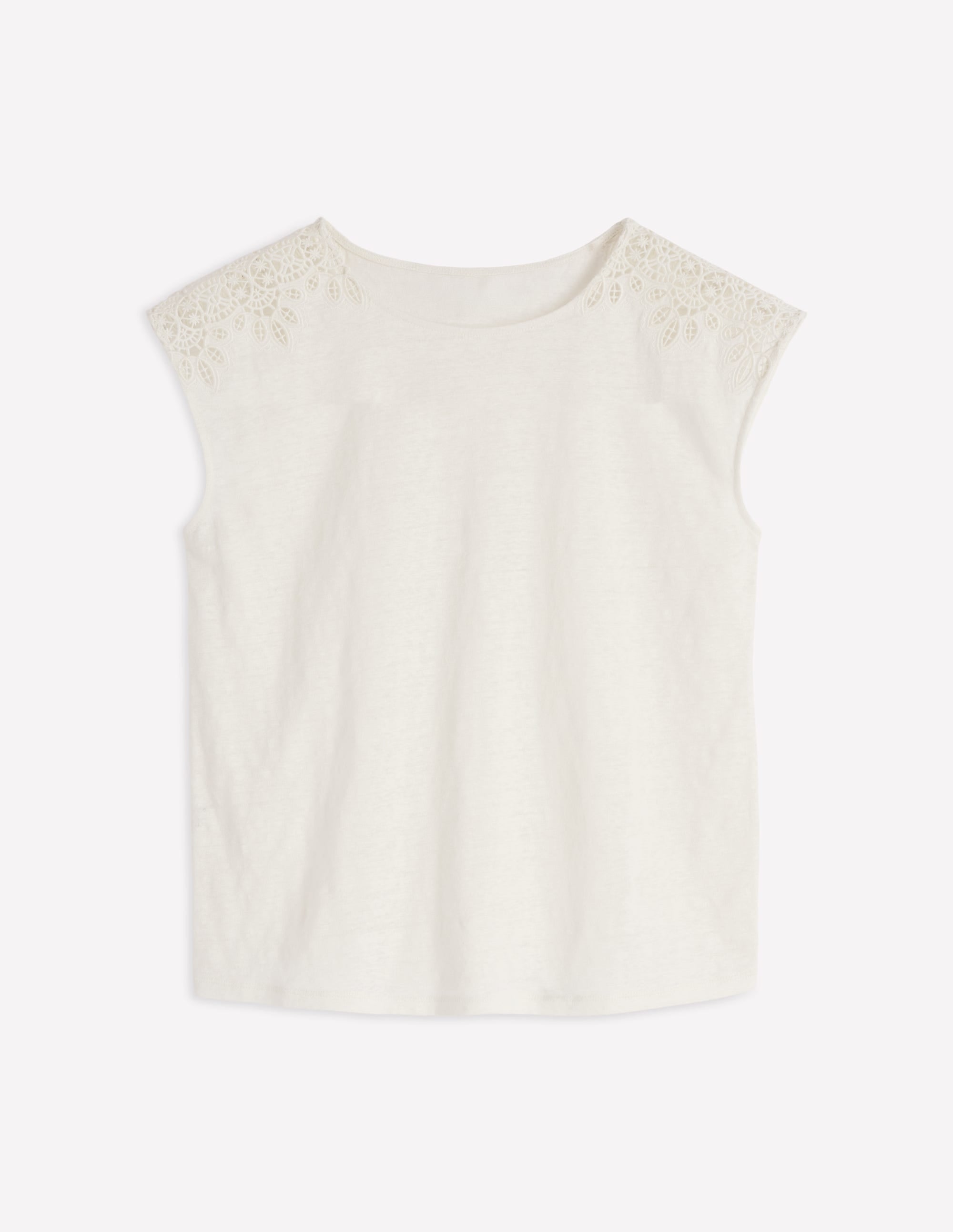 Tara Leinen-T-Shirt mit Cutwork-Naturweiß - Image 7