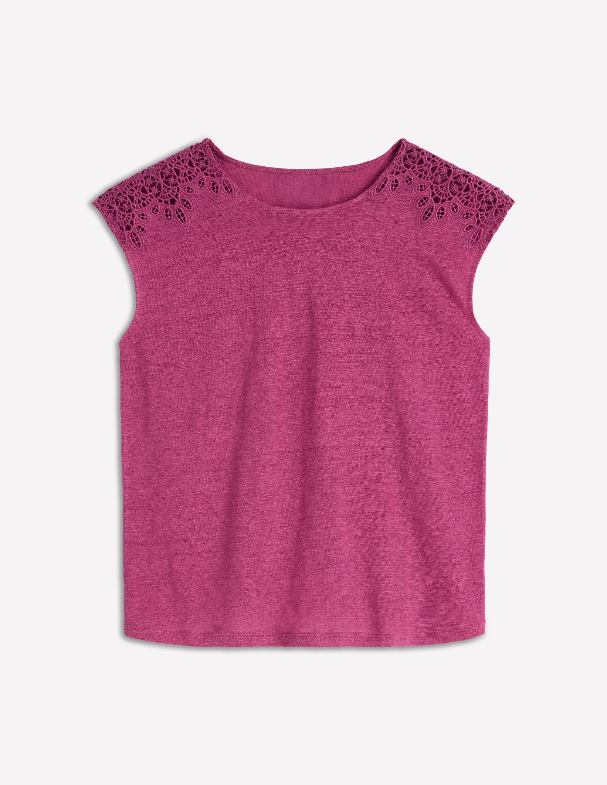 T-shirt Tara ajouré en lin-Violet prune de Damas - Image 5
