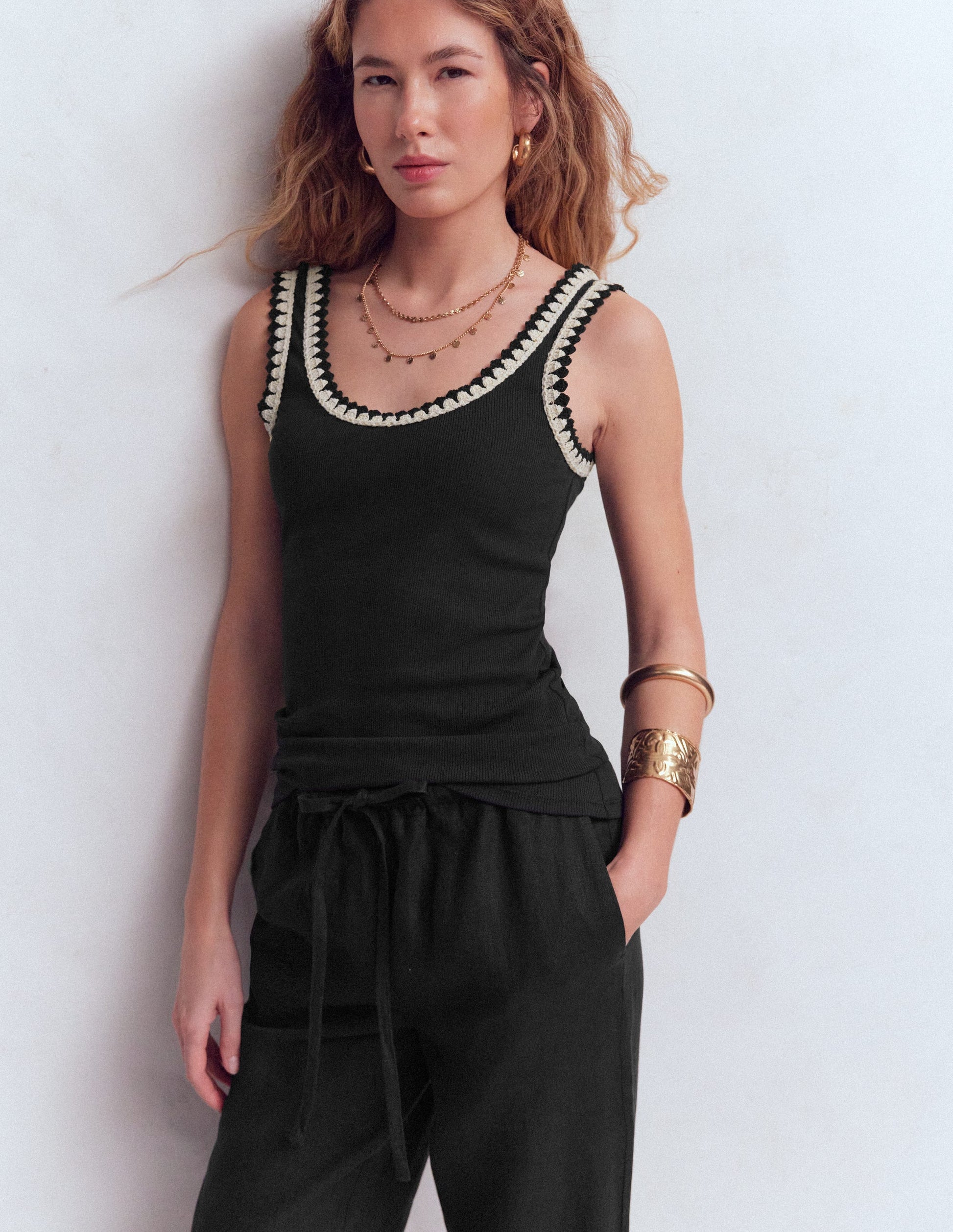 Maddie Top mit Besatz-Schwarz-4