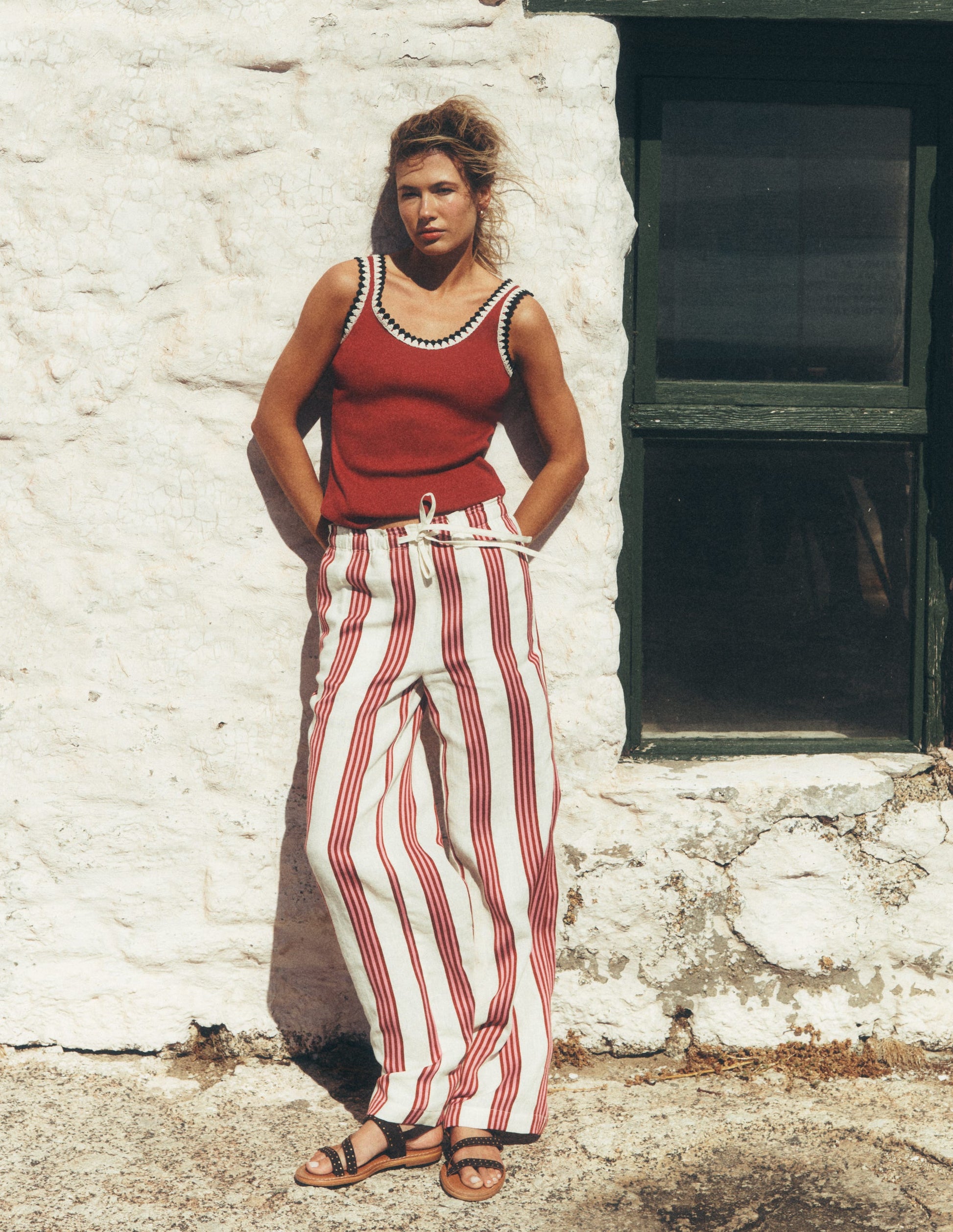 Maddie Top mit Besatz-Terrakotta-Rot-7