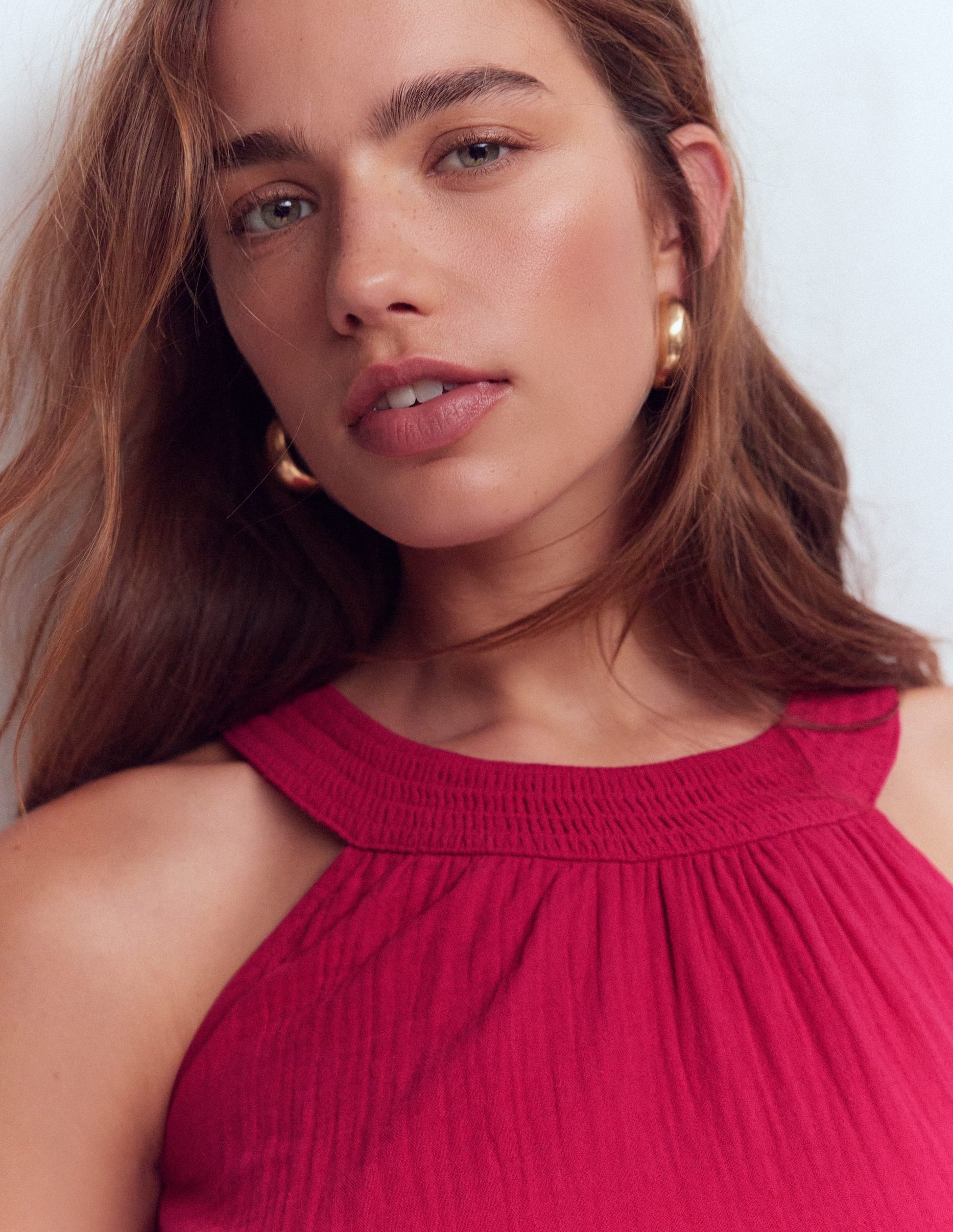 Doppeltuch-Oberteil mit Rüschen-Granatapfel-2