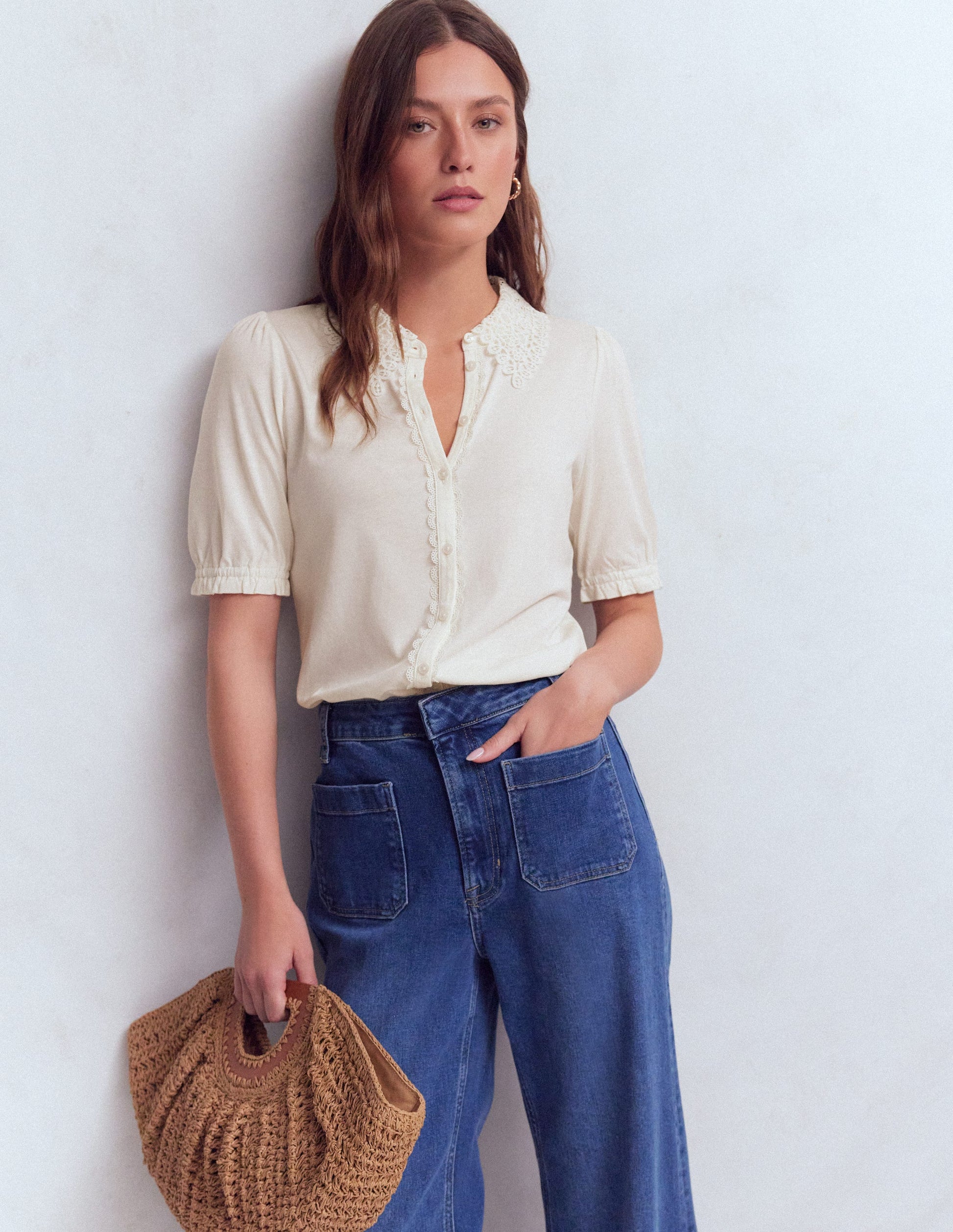 Blouse Nessa à col broderie anglaise-Ivoire-4