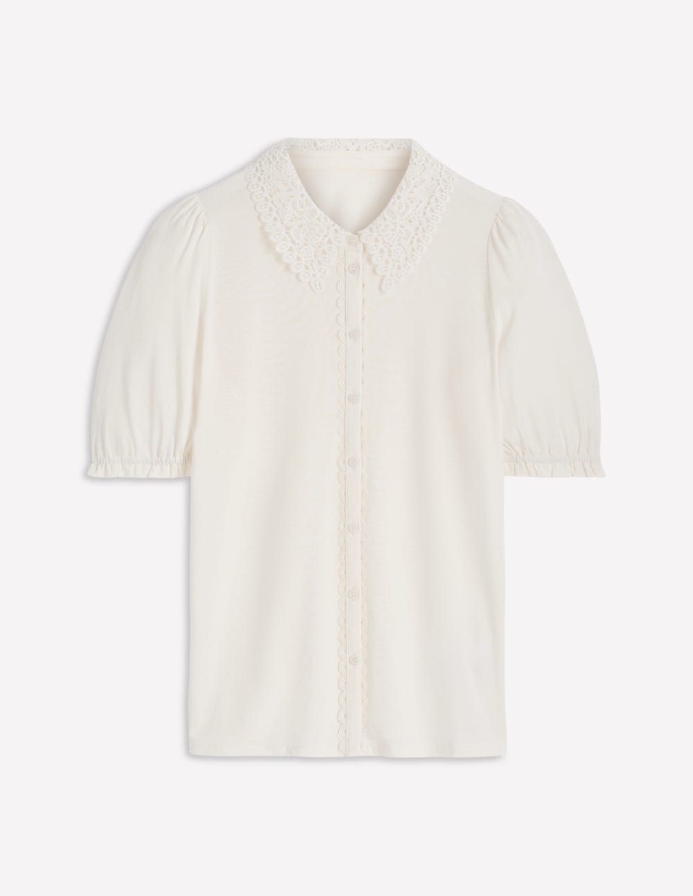 Nessa Bluse mit Lochstickerei am Kragen-Naturweiß - Image 5