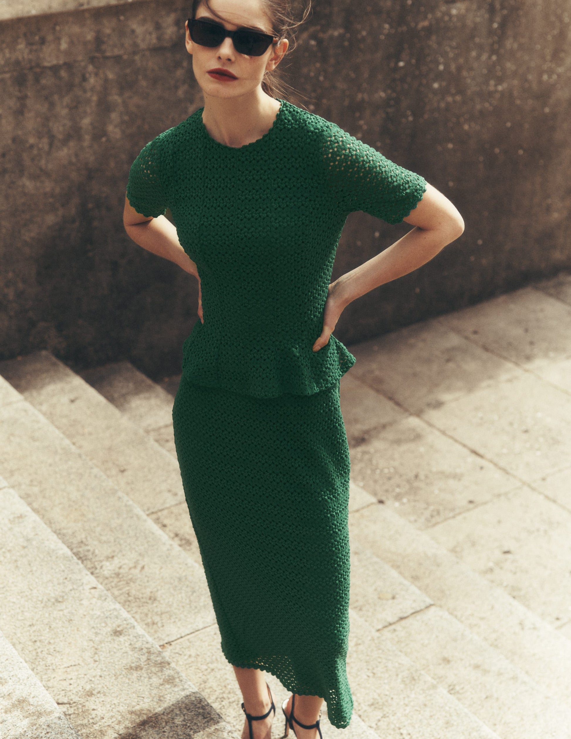 Oberteil mit Spitze und Schößchen-Saftiges Grün-1