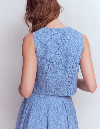 Andrea Lace Shell Top-Cornflower Blue-4