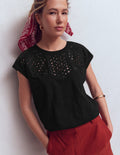 Willow T-Shirt mit Lochstickerei-Black Beauty