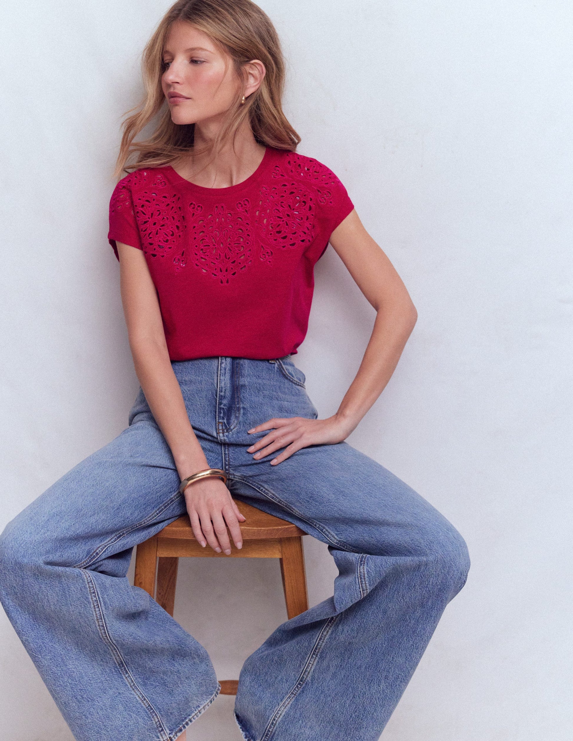 Willow T-Shirt mit Lochstickerei-Granita-1