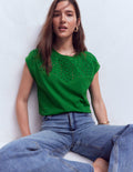 Willow Broderie T-shirt-Fresh Green