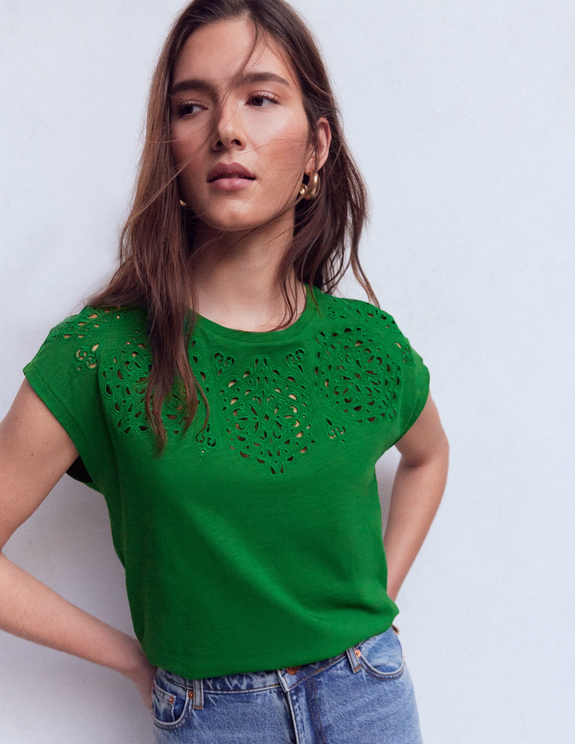 T-shirt Willow à broderie anglaise-Vert frais - Image 4