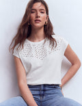 T-shirt Willow à broderie anglaise-Blanc brillant