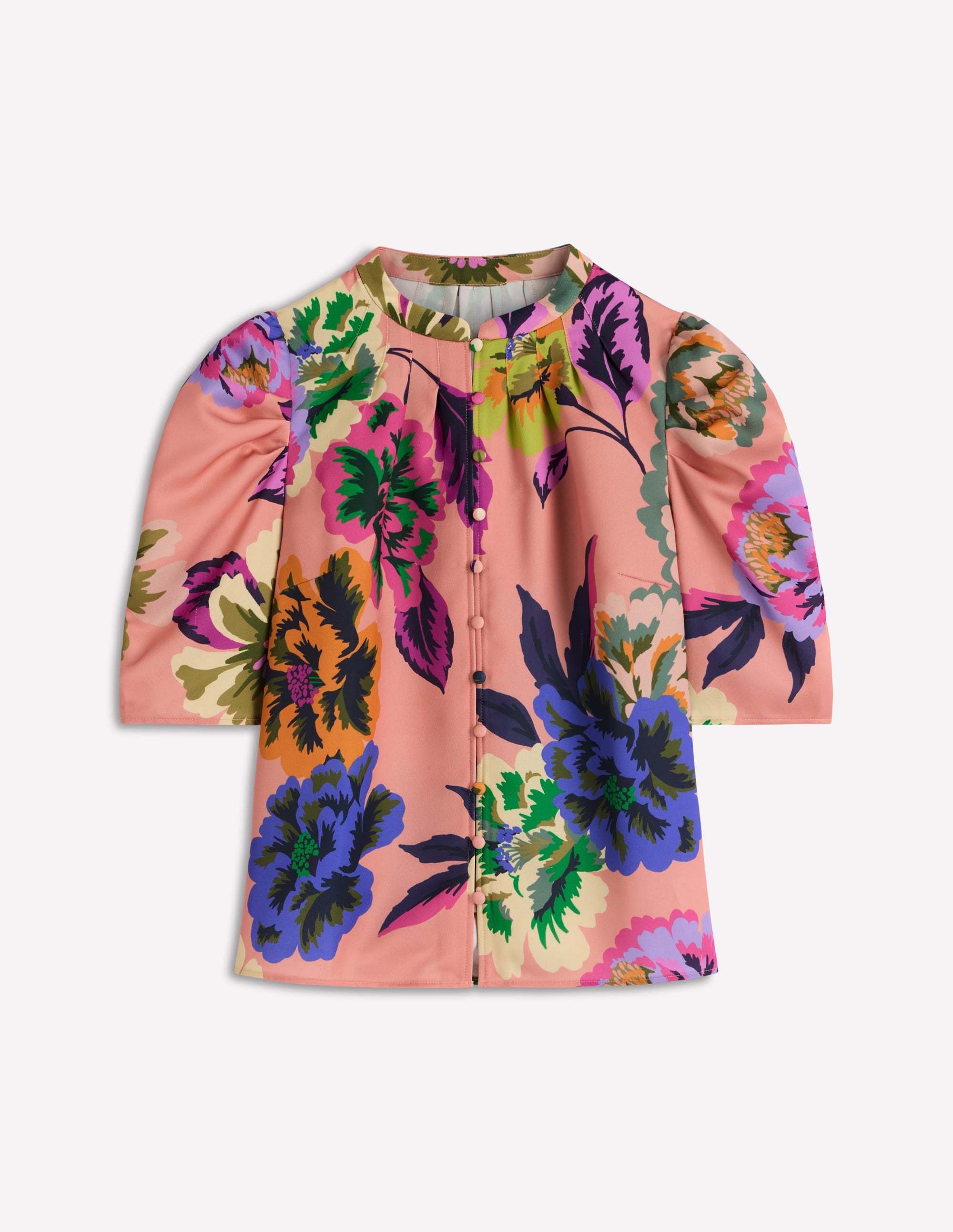 Gerafftes Oberteil mit Keulenärmeln-Bunt, Opulente Blüten - Image 7
