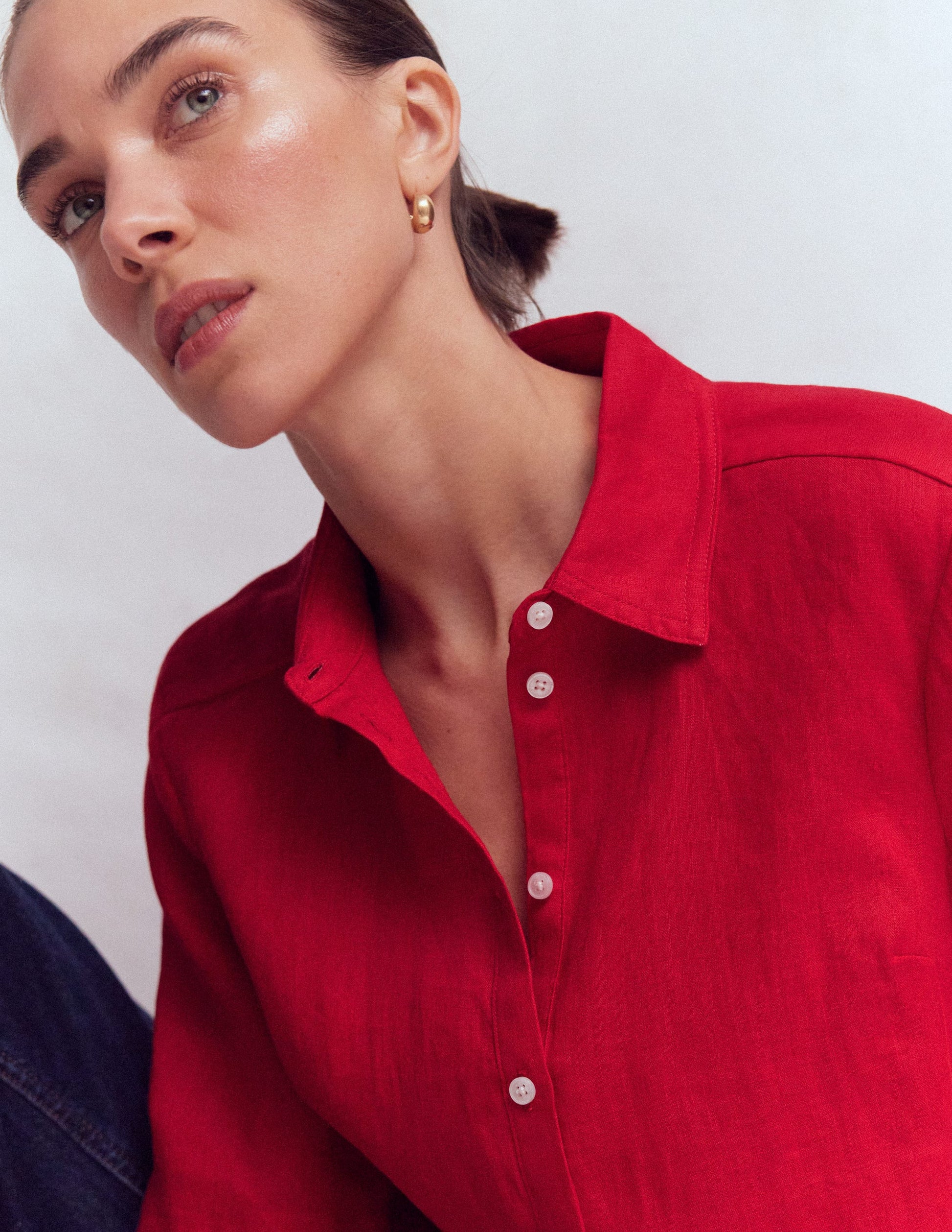 Kurzärmliges Leinenhemd-Merida-Rot-2