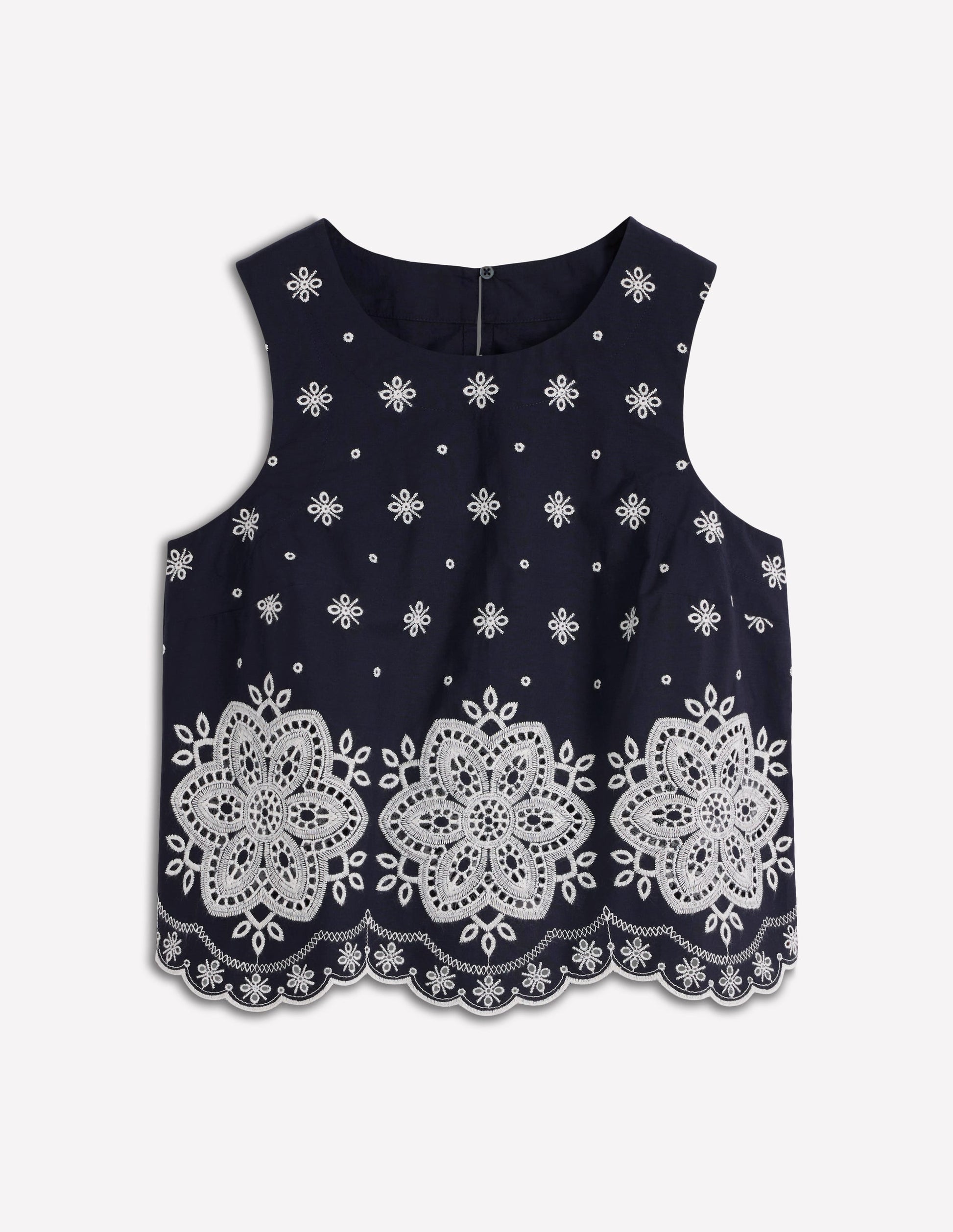 Sofia Broderie Cotton Top-Navy-8