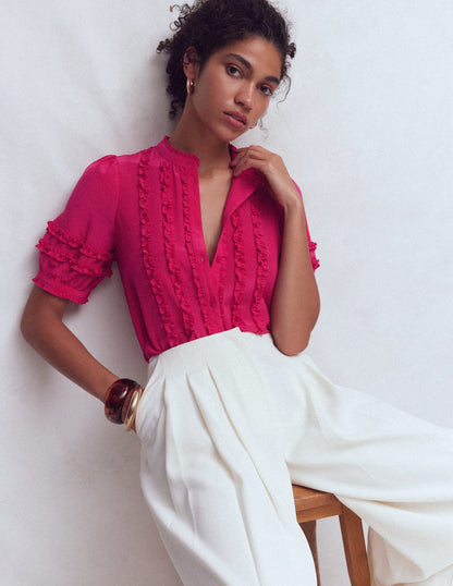 Oberteil aus Seide mit Rüschendetail-ROSA-1