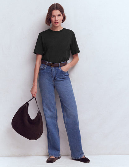 Relaxed Cotton T-shirt-Black-4