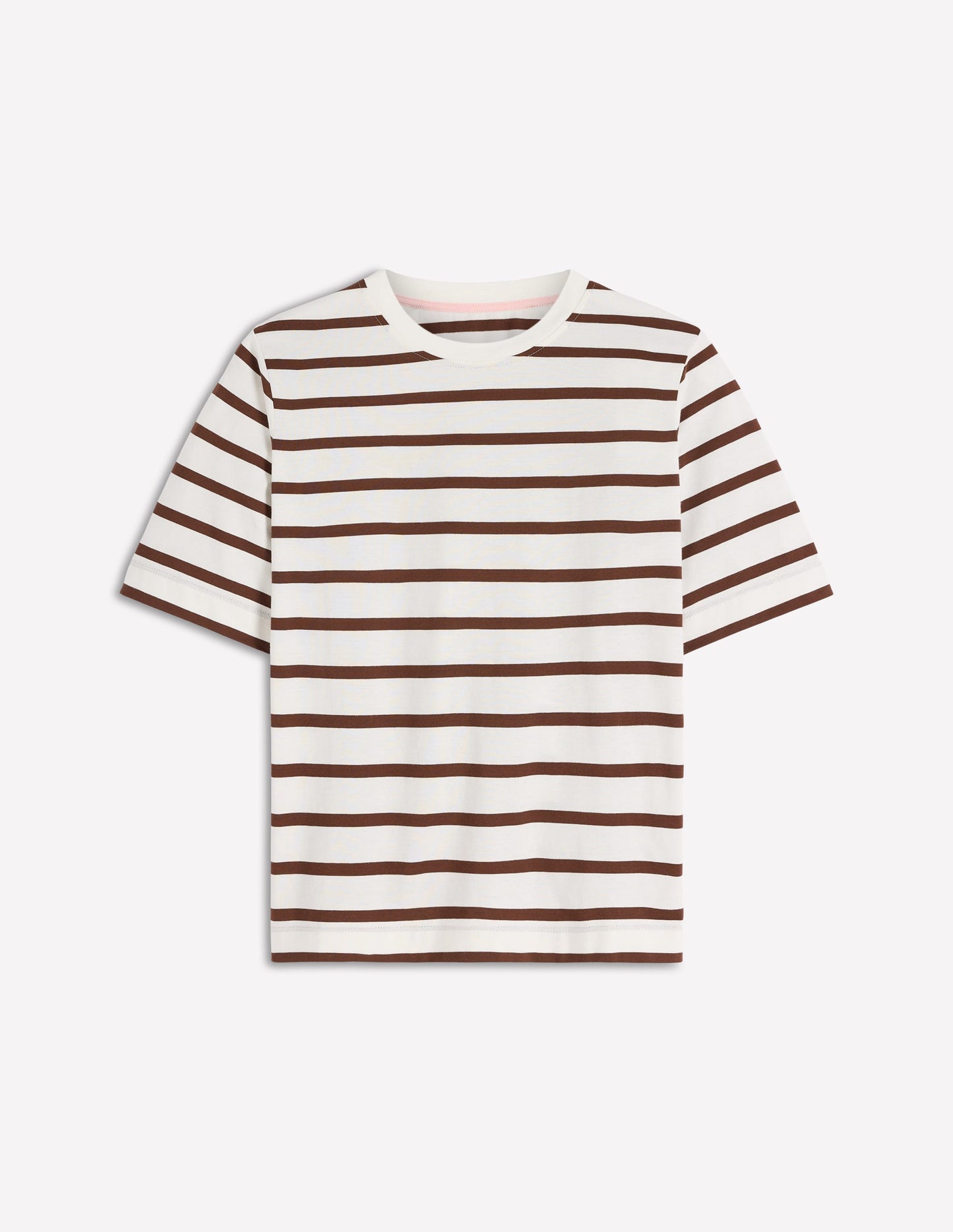 Relaxed Cotton T-shirt-Brown and Ivory Stripe