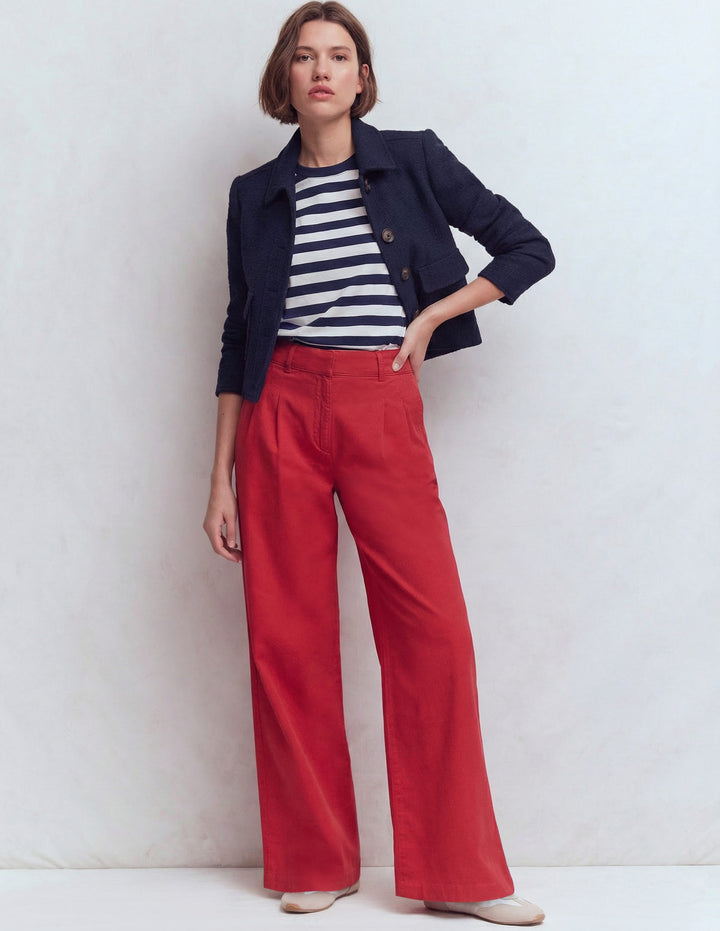 Lockeres Baumwoll-T-Shirt-Marineblau und Naturweiß Gestreift