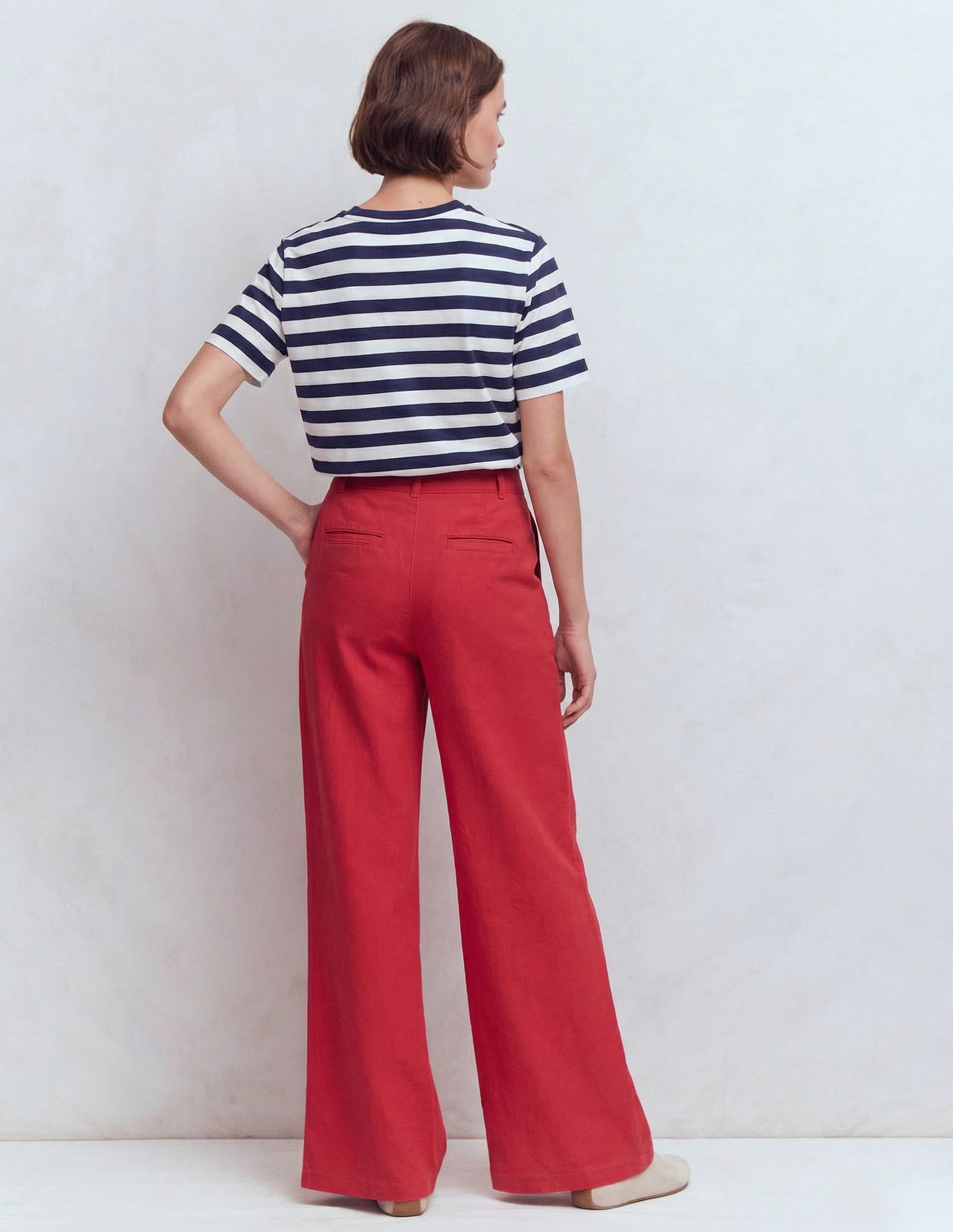 T-shirt décontracté Ren en coton-Bleu Marine/Ivoire-2