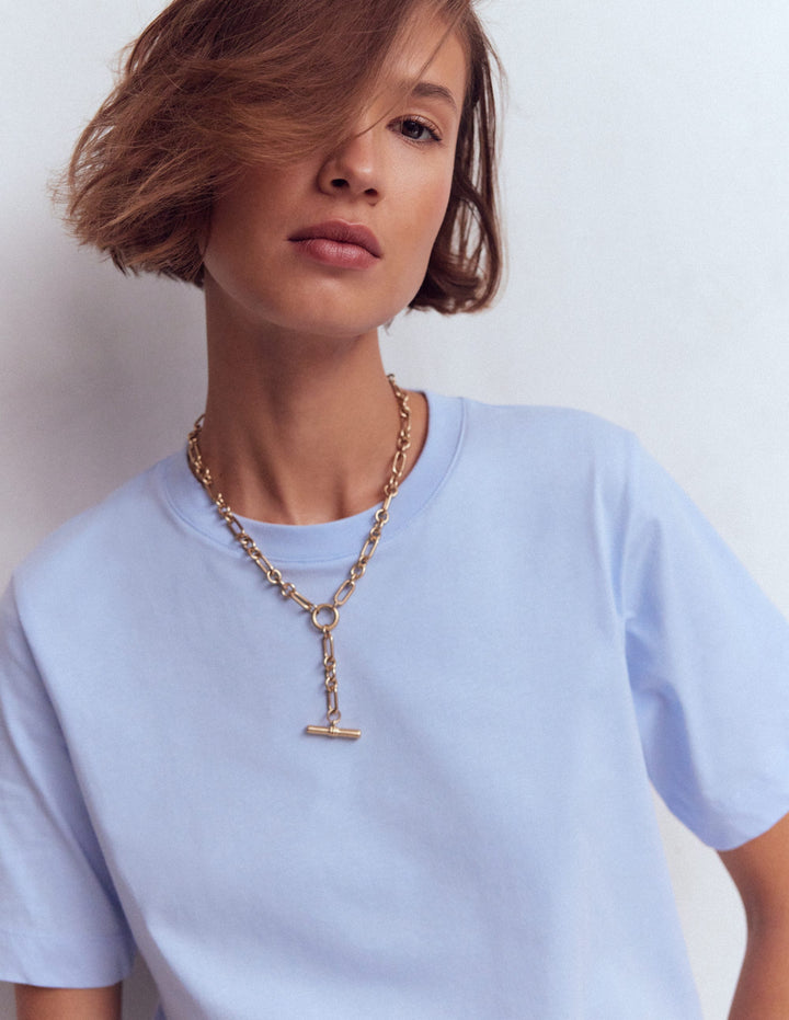 Relaxed Cotton T-shirt-Brunnera Blue