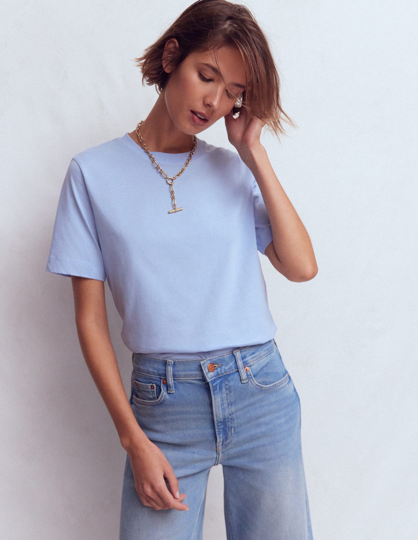 Relaxed Cotton T-shirt-Brunnera Blue