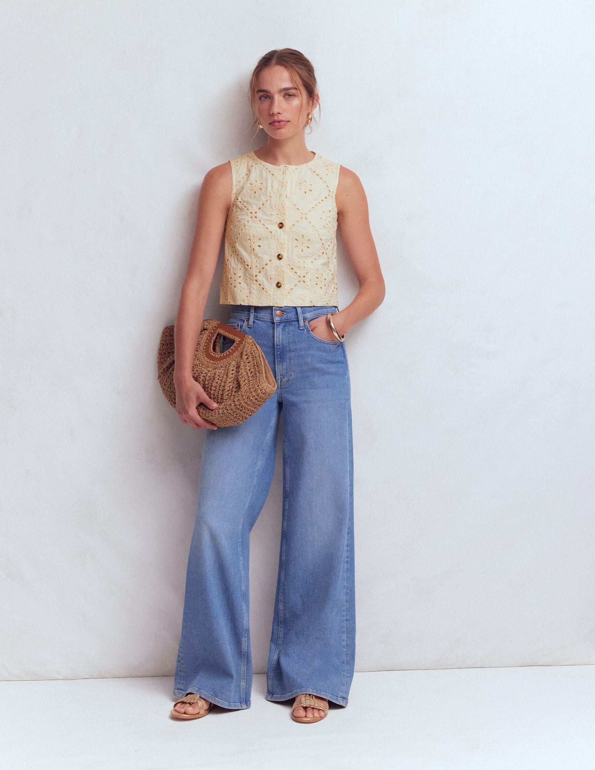 Andrea Baumwolltop zum Überwerfen-Naturweiß mit Lochstickerei-5