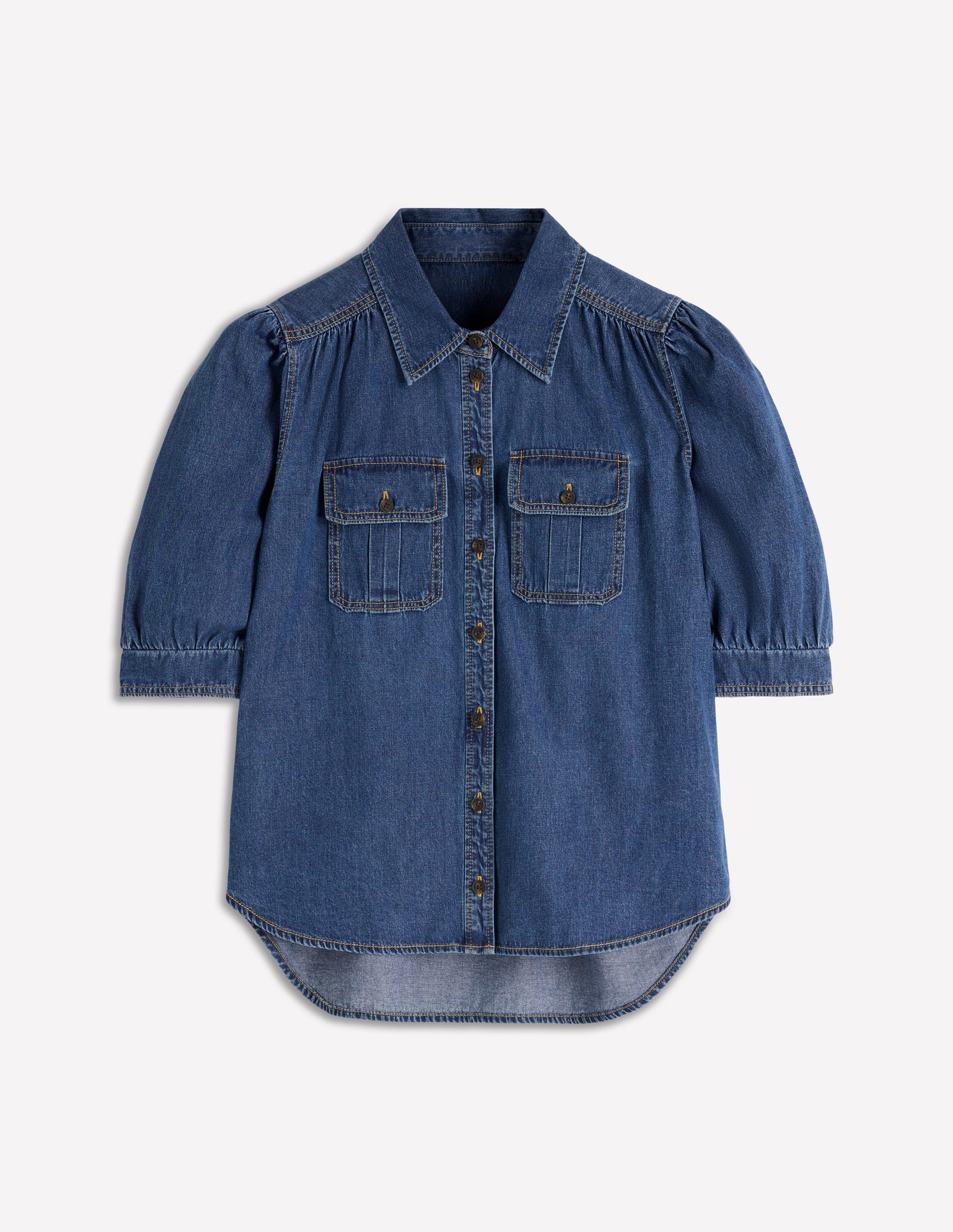 Top en jean à manches courtes-Blanc/Cerf-7