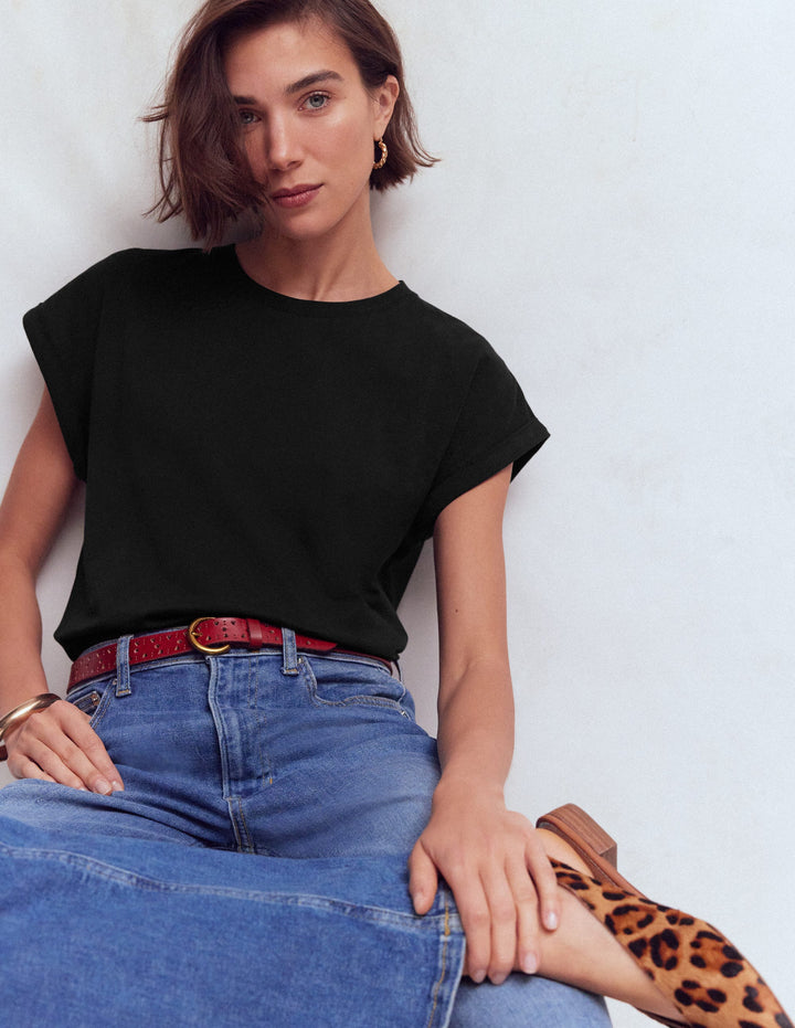 T-shirt Ren à manches retroussées-Noir