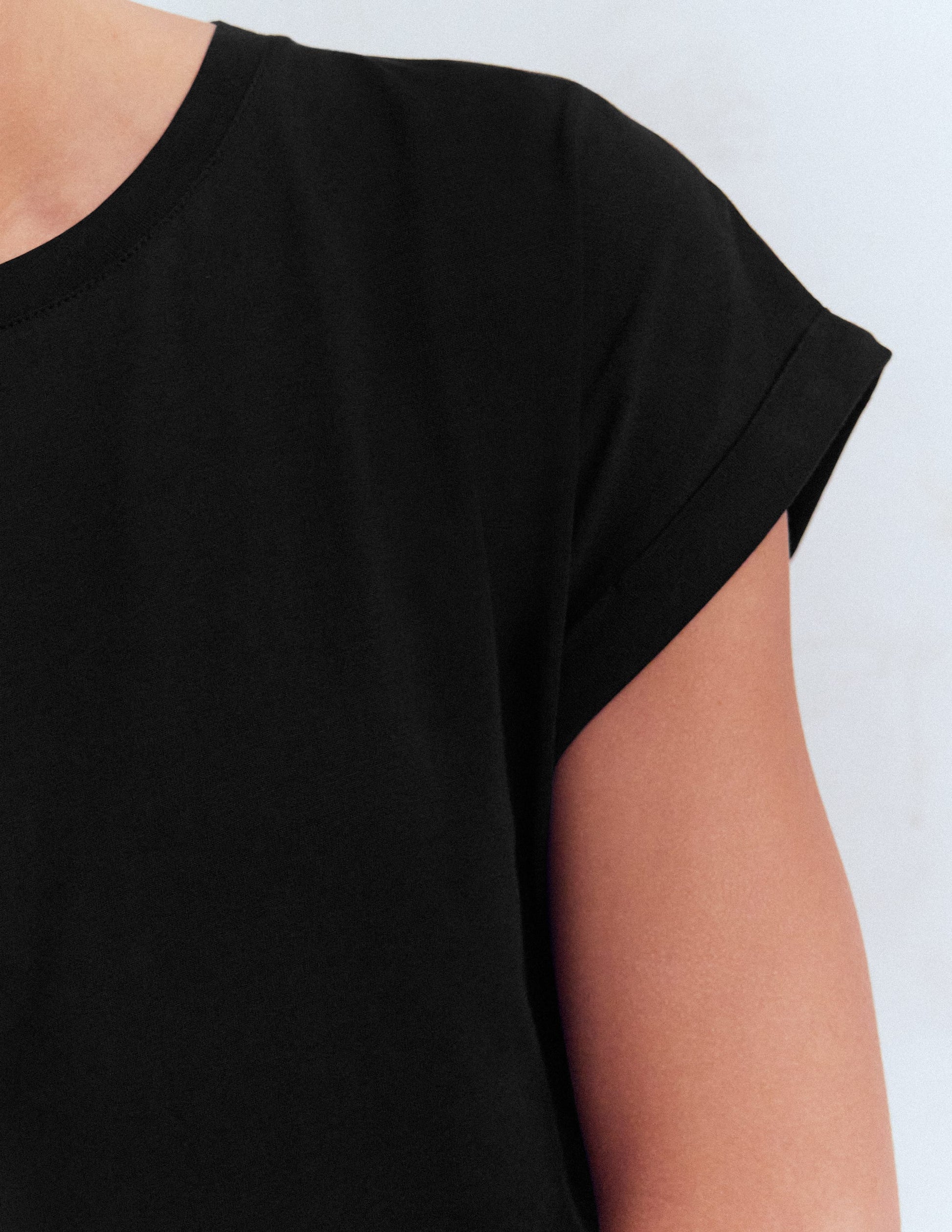 T-shirt Ren à manches retroussées-Noir-2