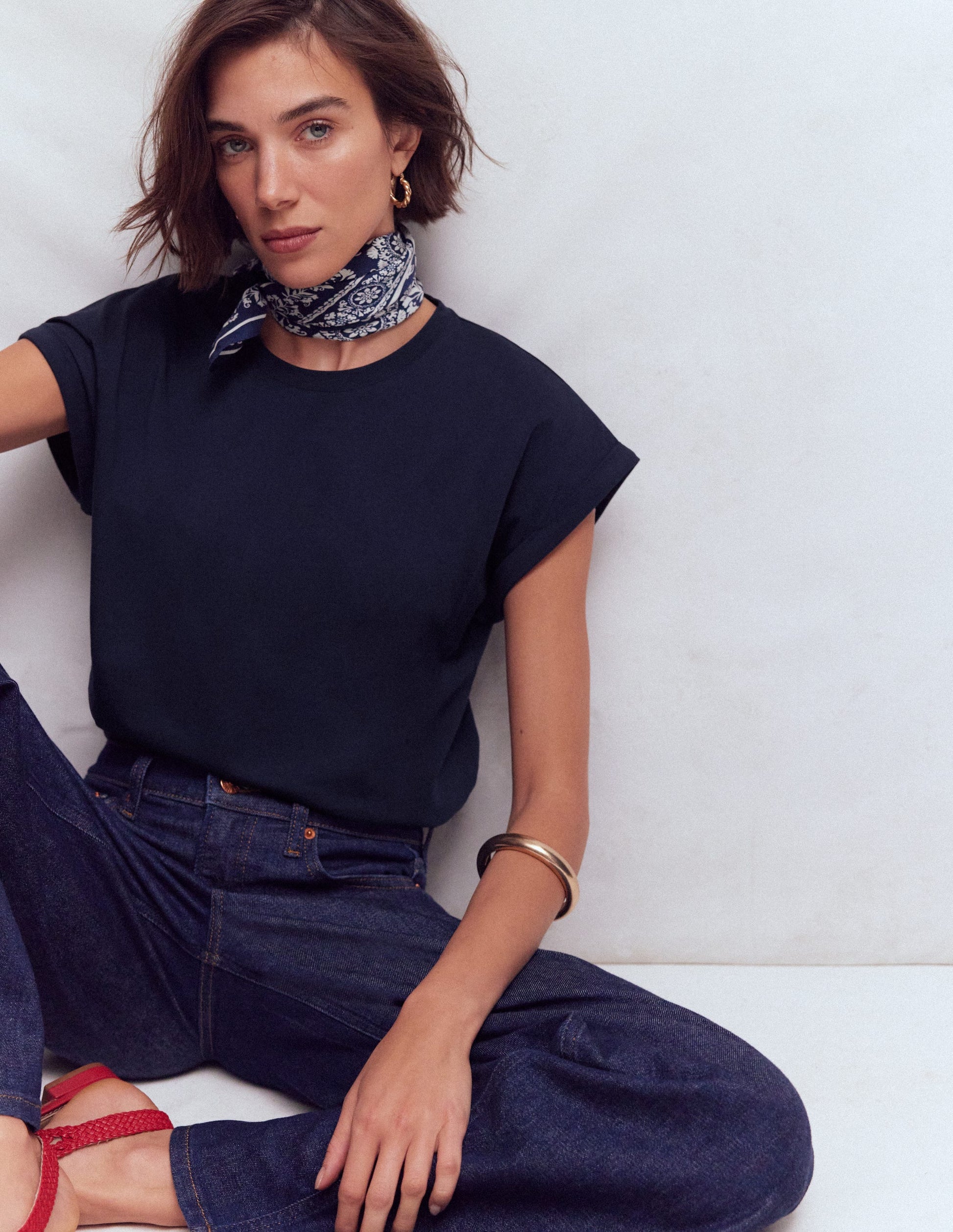 T-shirt Ren à manches retroussées-Bleu marine-1