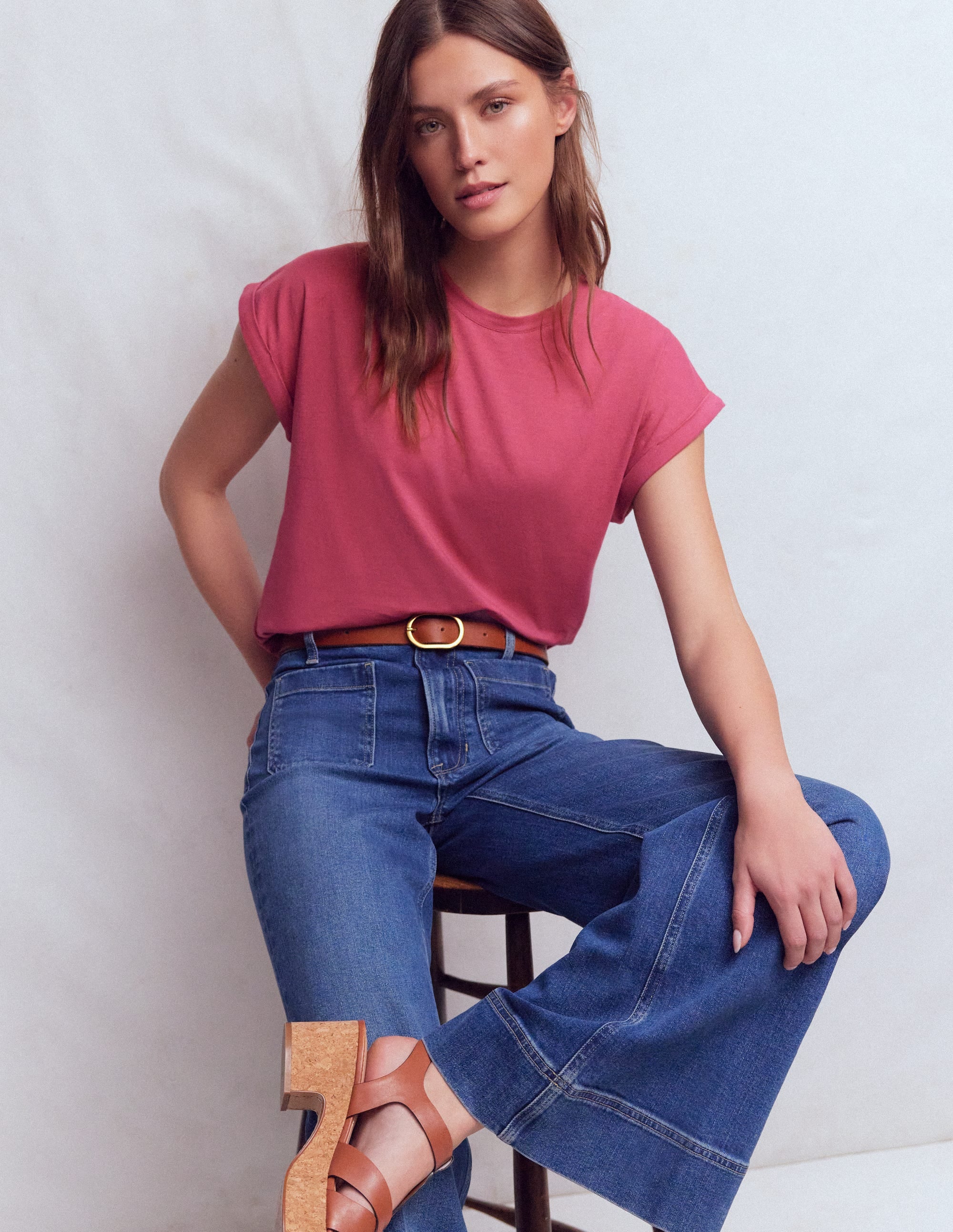 T-Shirt mit Umschlag-Pastellrosa - Image 4