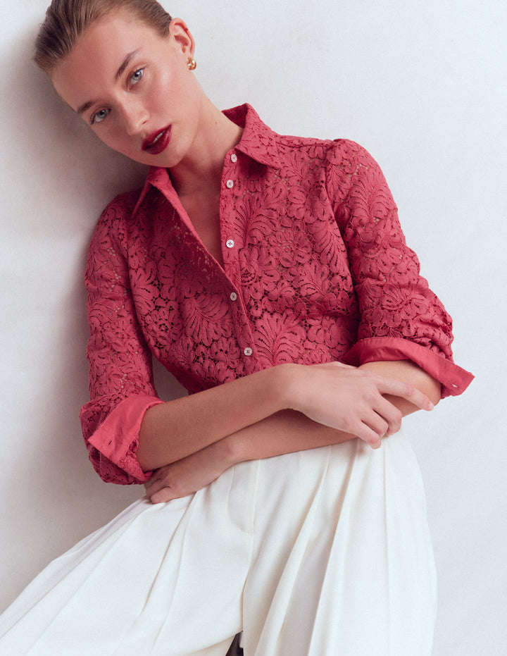 Chemise Cara en dentelle-Blush cerise
