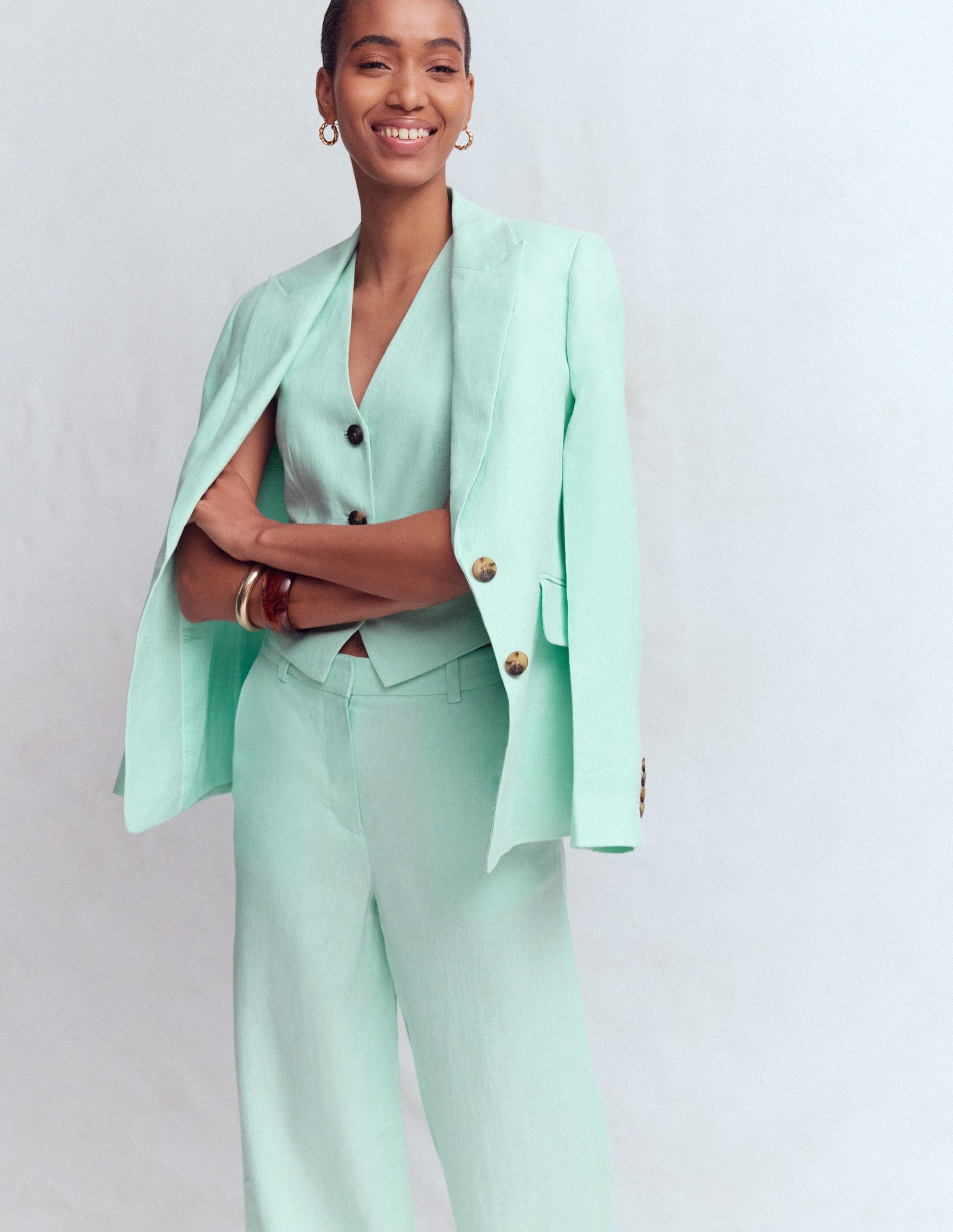 Leinenweste mit V-Ausschnitt-Minze-7