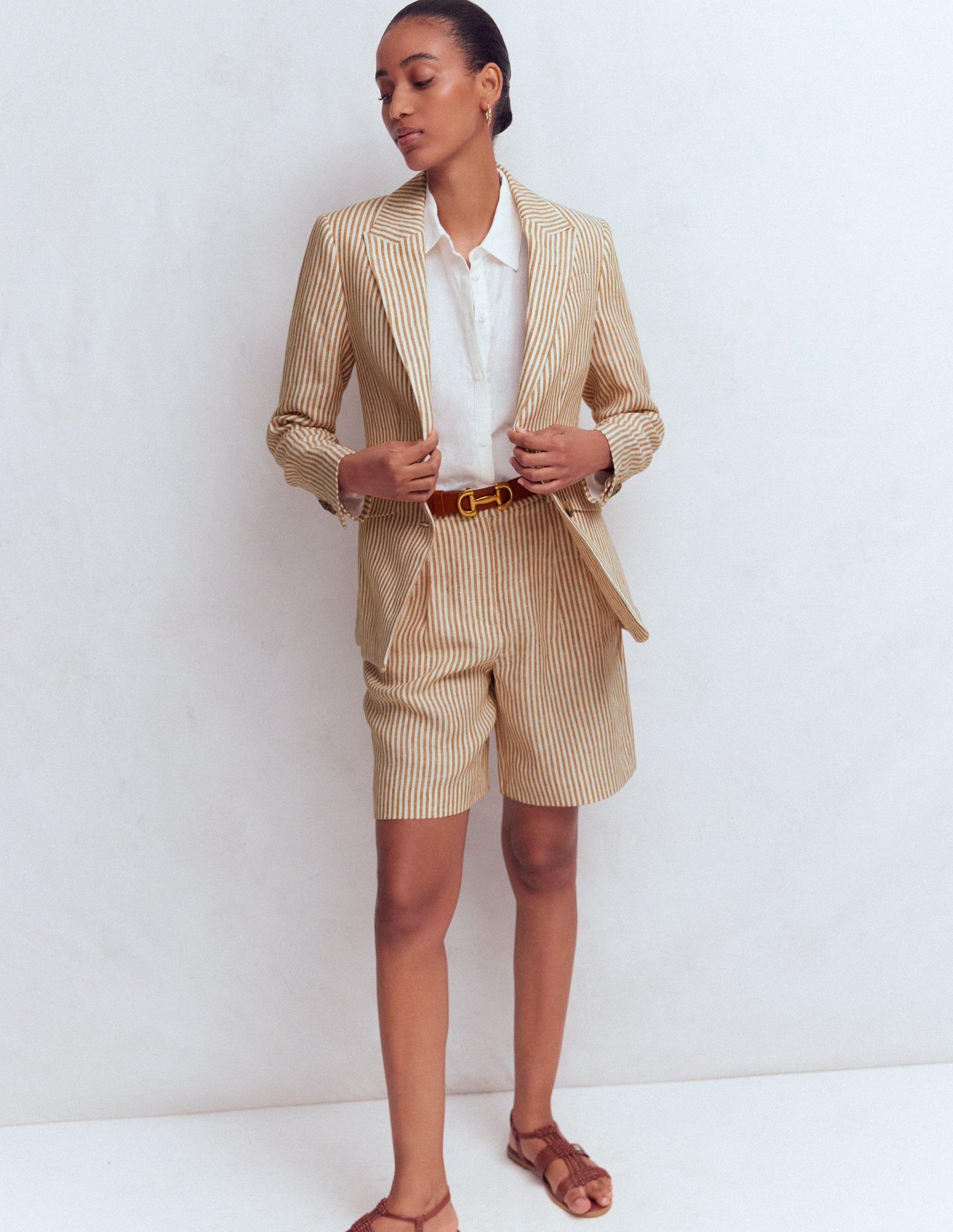 Stamford Leinenblazer-Neutral Streifen-6