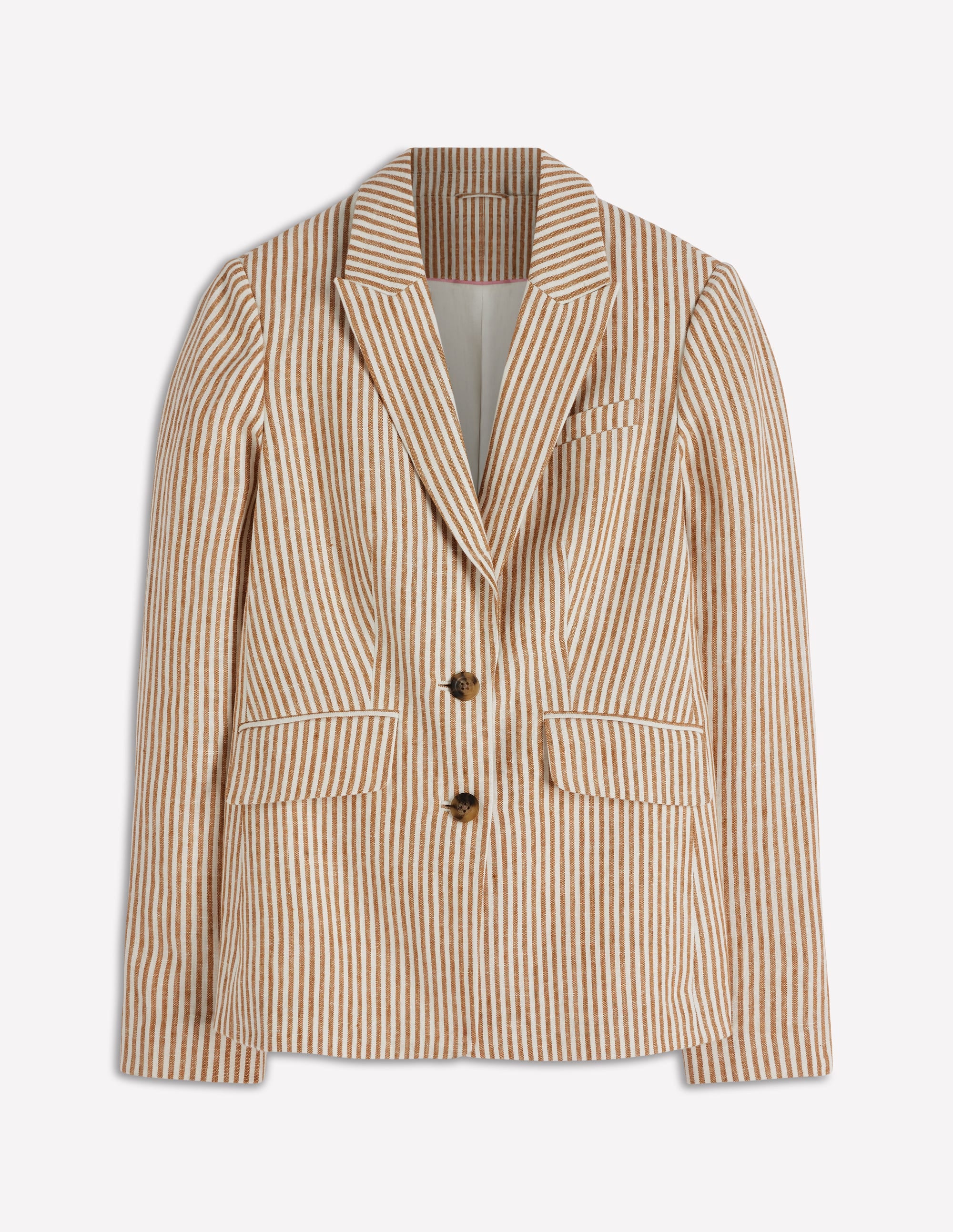 Blazer Stamford en lin-Marron, rayé style coutil ivoire - Image 8
