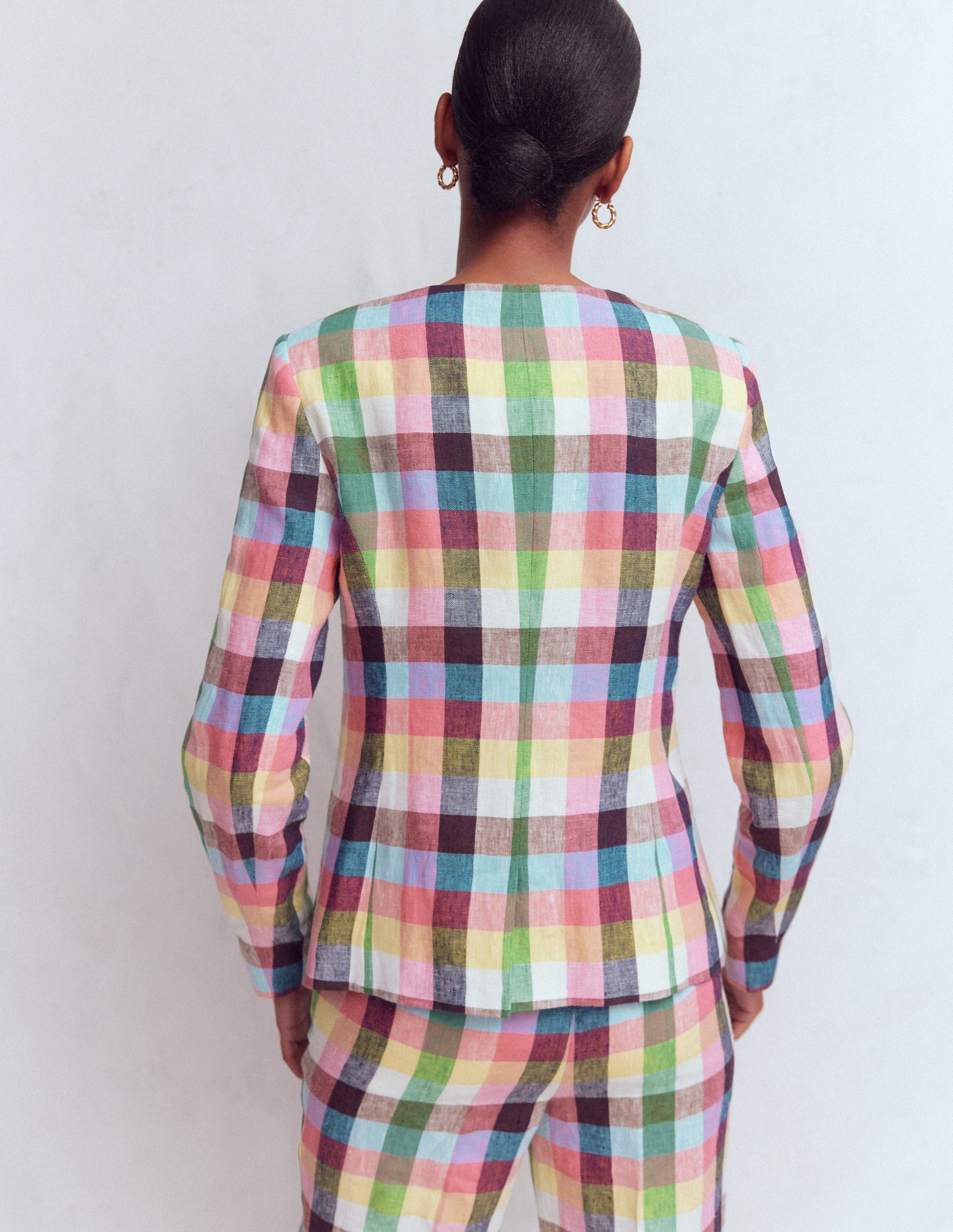 Hampstead Leinenblazer-Sanftes Gelb, Rosa Buntes Vichykaro-3